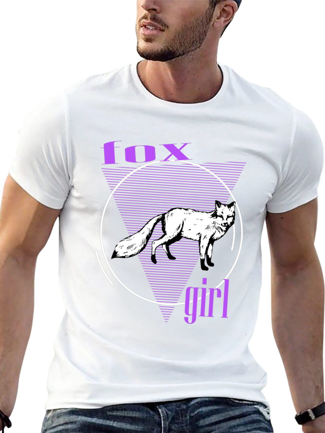 Black Fox Girl Graphic Tee - Black Cotton T-Shirt view 13