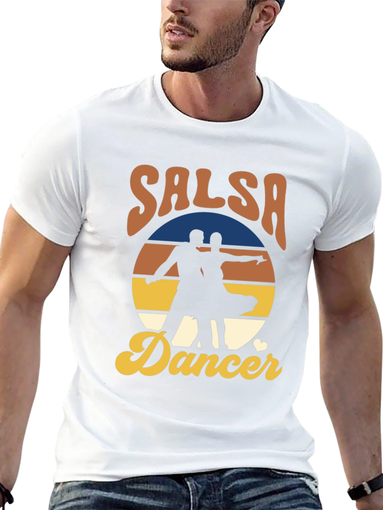 Black Salsa Dancer Retro T-Shirt - Dance the Night Away! view 13
