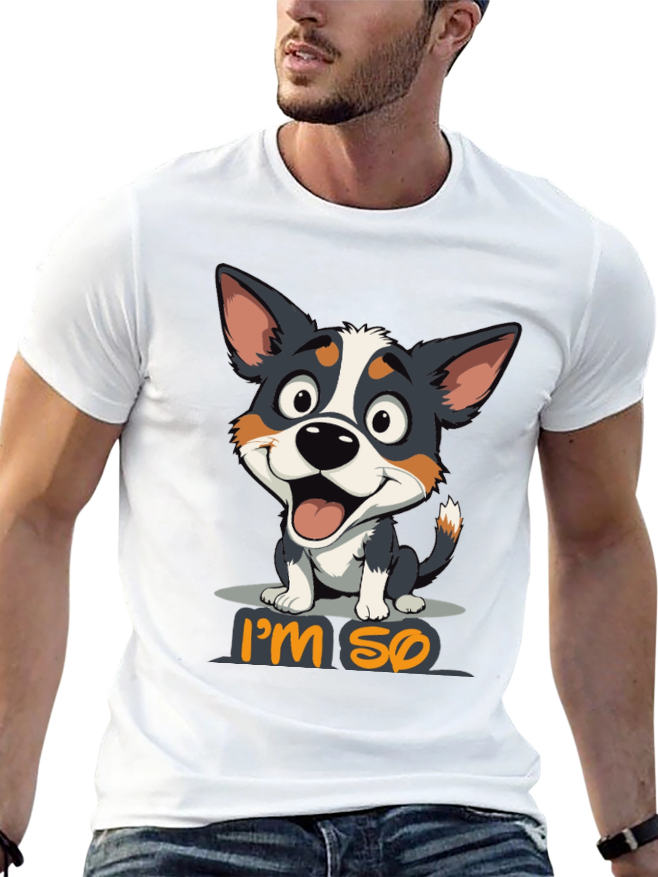 Black I'm So Happy Dog Graphic T-Shirt view 13