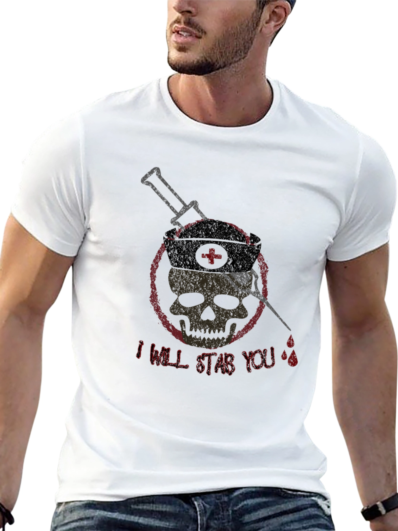 Black I Will Stab You Graphic Tee - Unisex Black T-Shirt view 13