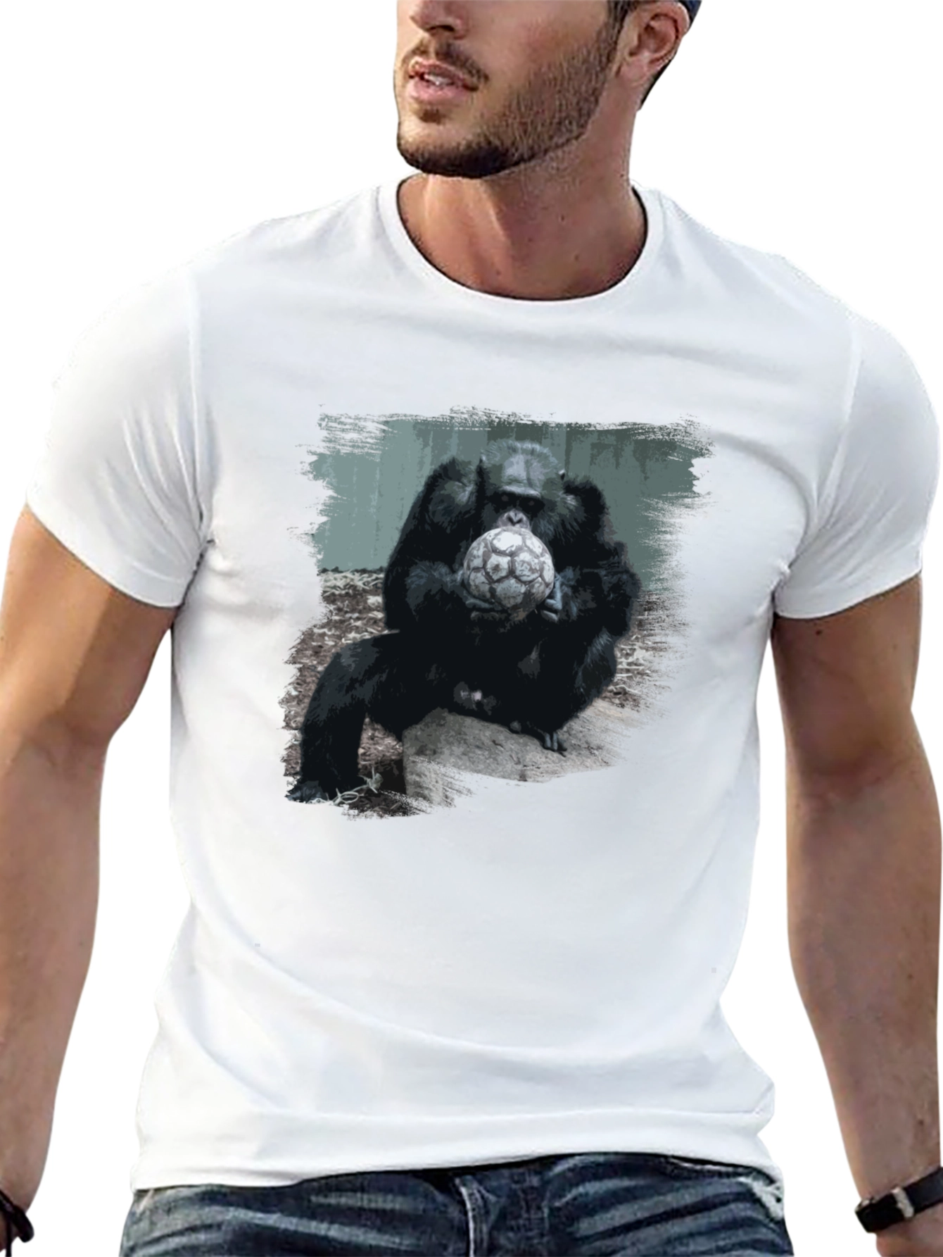 Black Gorilla Soccer T-Shirt - Unique Graphic Tee view 13