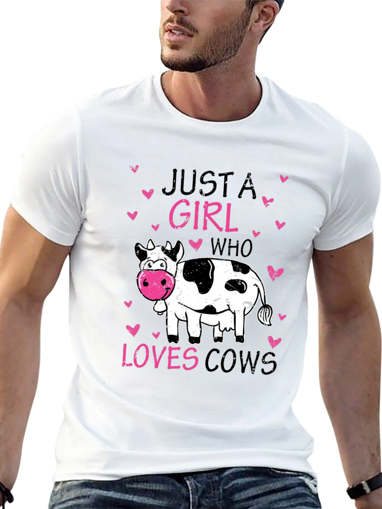 Black Just A Girl Who Loves Cows T-Shirt view 13