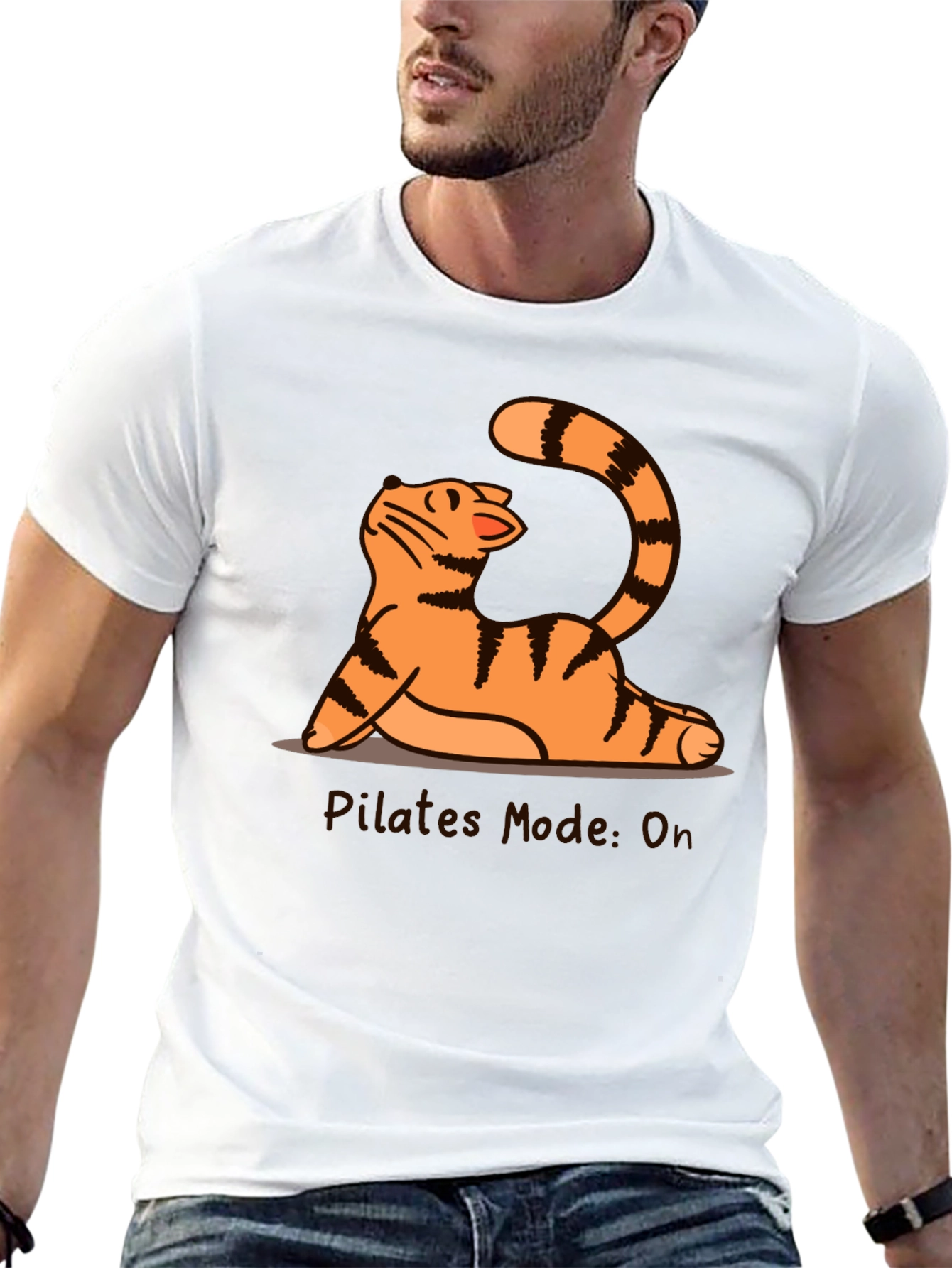 Black Pilates Mode On Cat T-Shirt view 13