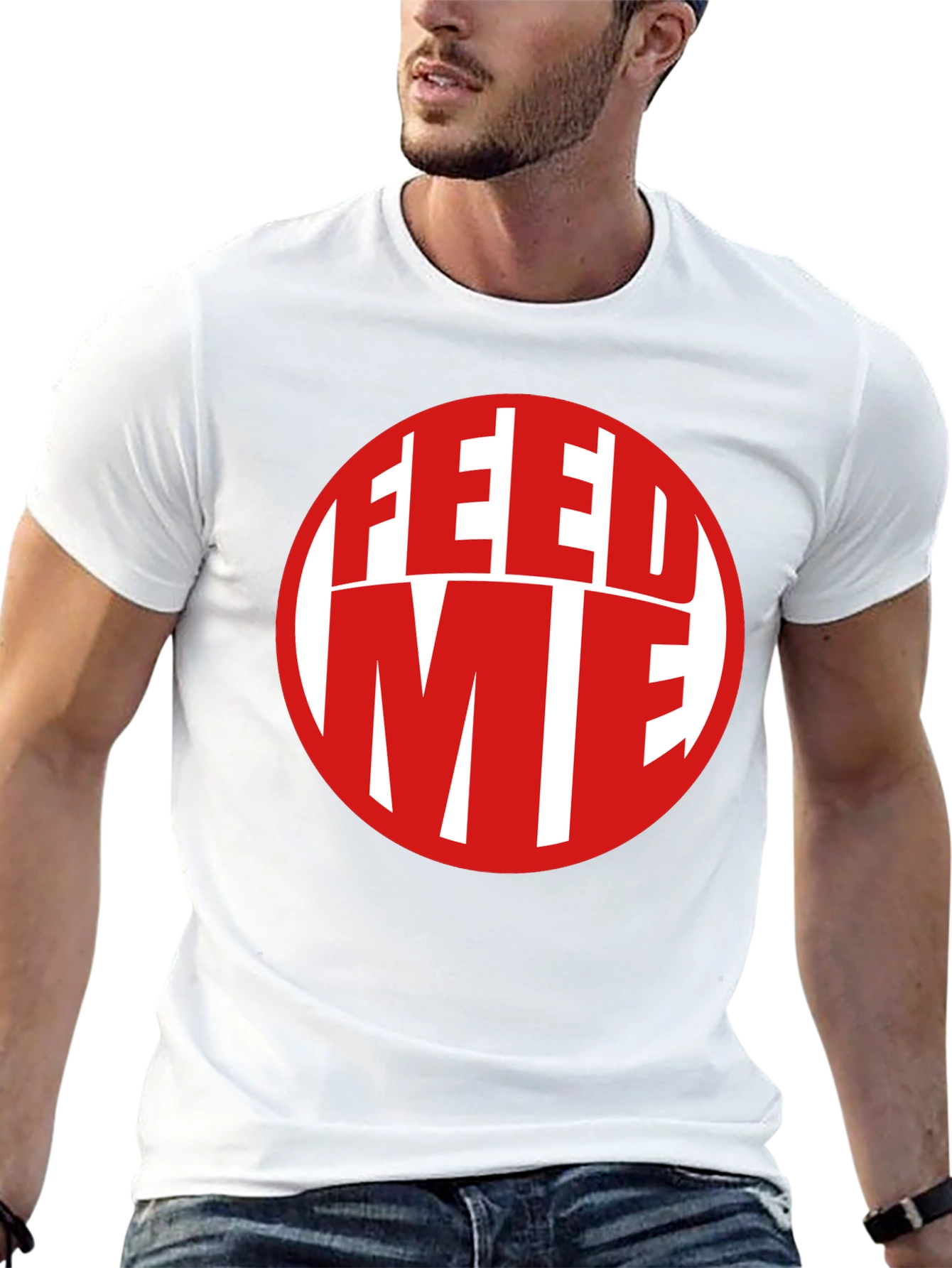 Black Feed Me Graphic Print T-Shirt view 13