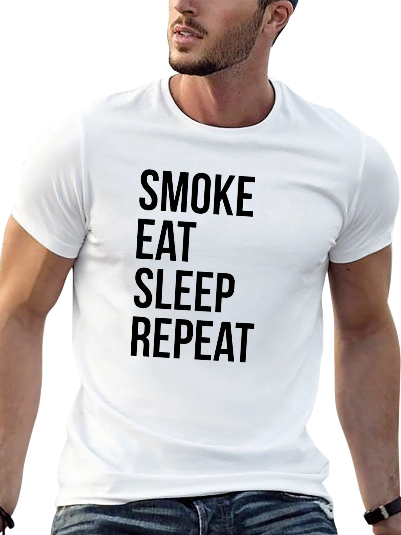 Black Smoke Eat Sleep Repeat Graphic Tee view 13