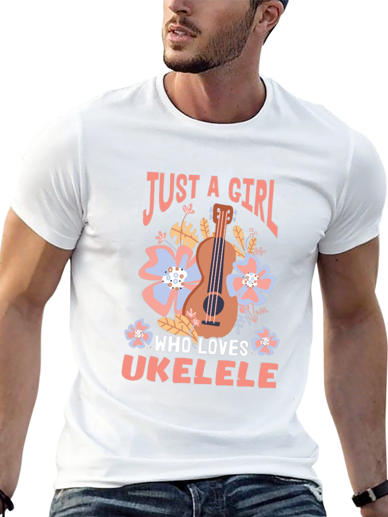 Black Just a Girl Who Loves Ukulele T-Shirt view 13