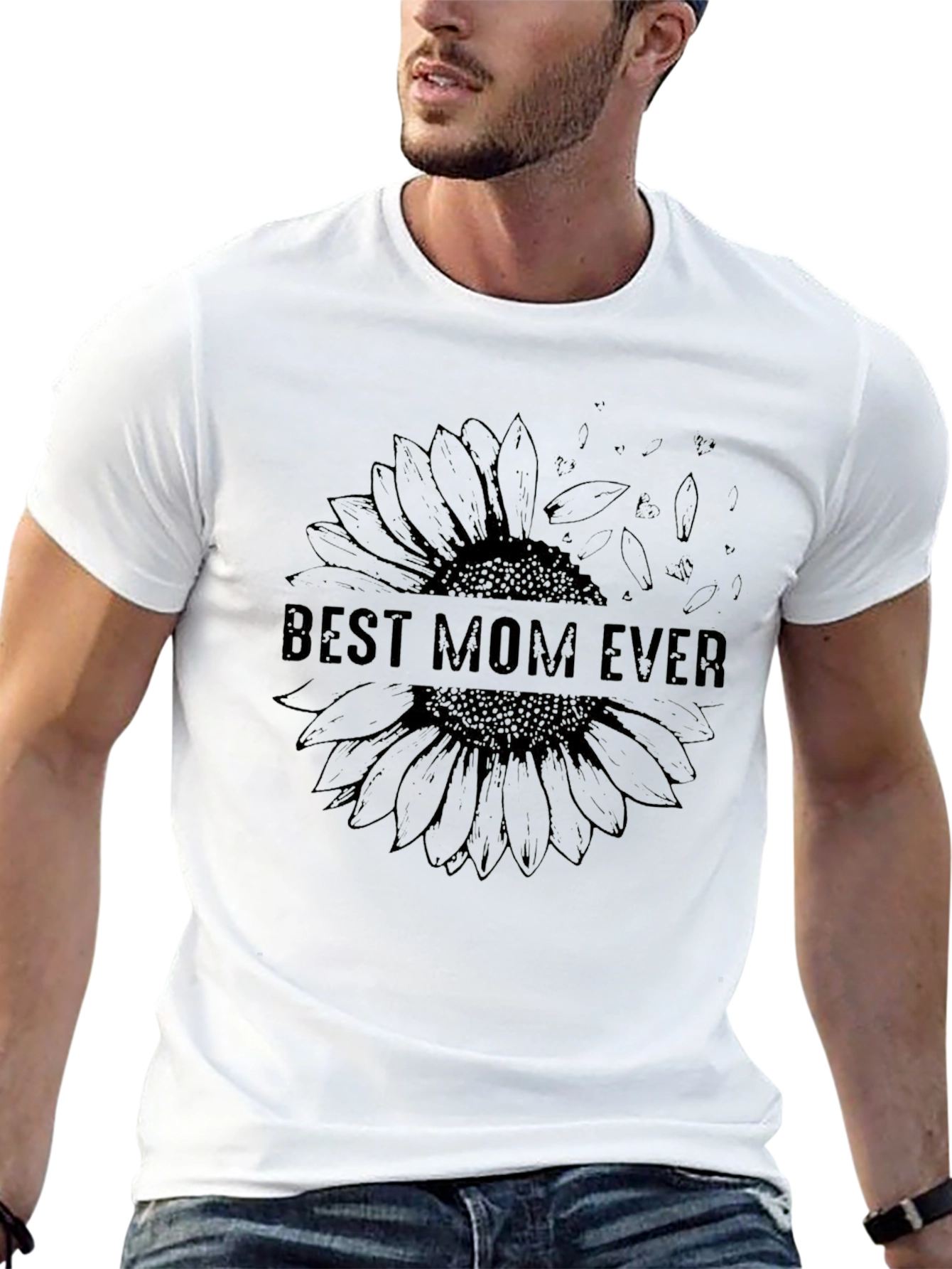 Black Best Mom Ever Sunflower Graphic T-Shirt view 13