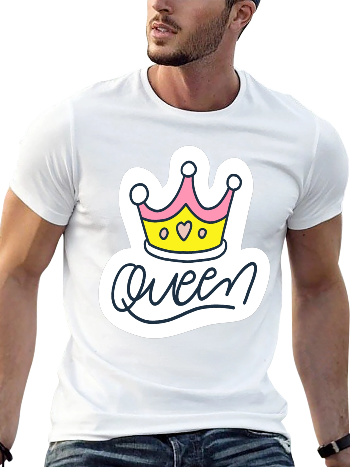 Black Queen Crown Graphic Tee - Black Cotton Casual T-Shirt view 13