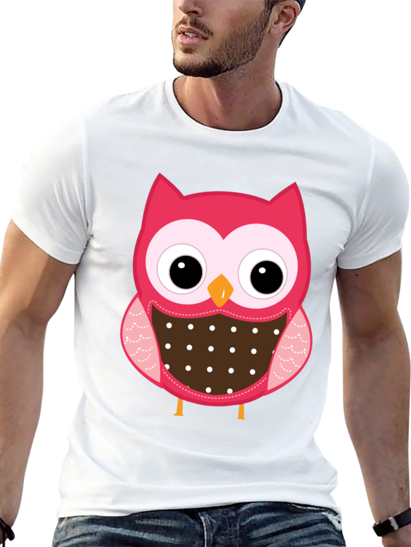 Black Cute Owl Graphic Print Black T-Shirt view 13