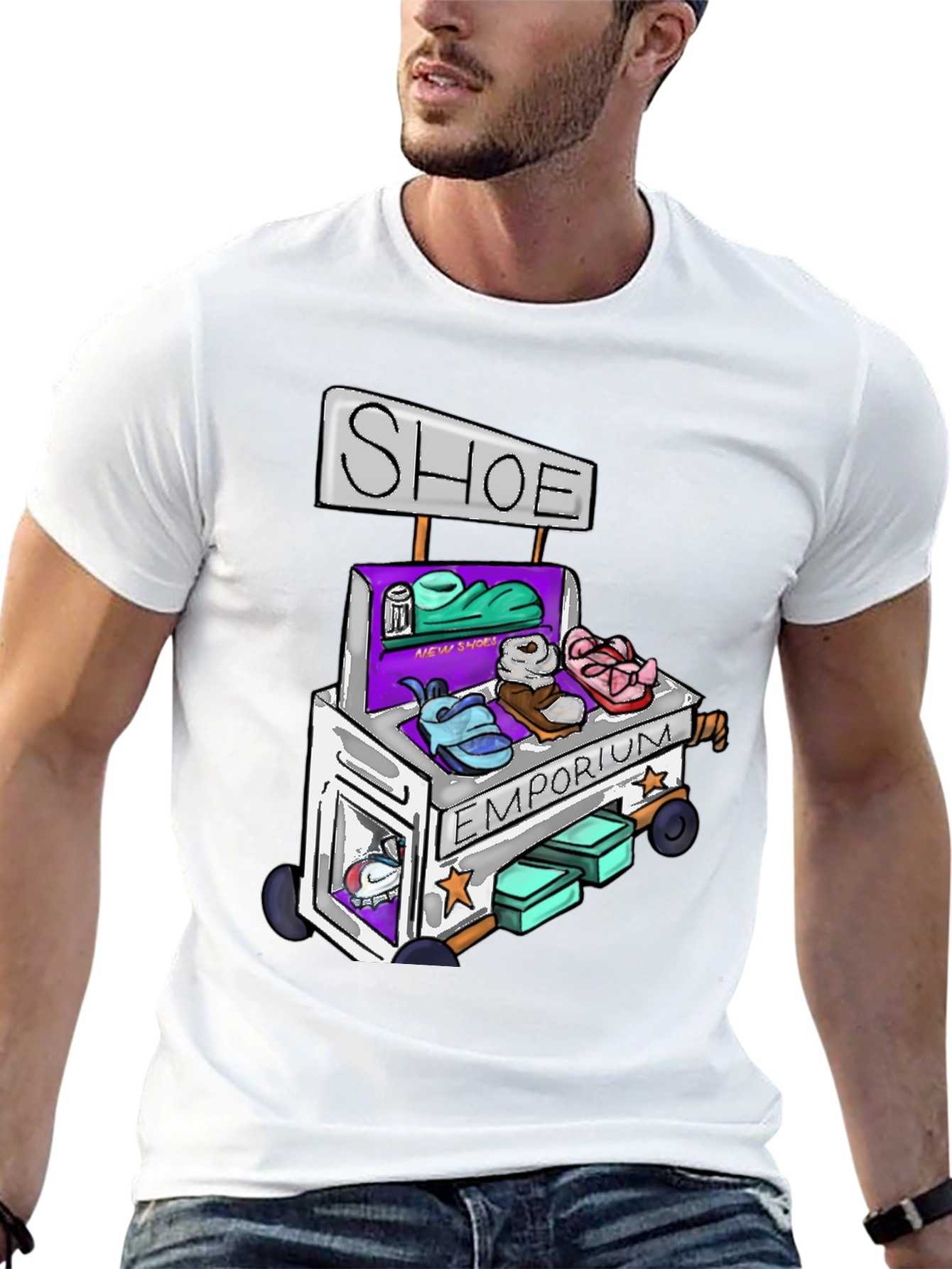 Black Shoe Emporium Tee - Unique Cartoon Design view 13