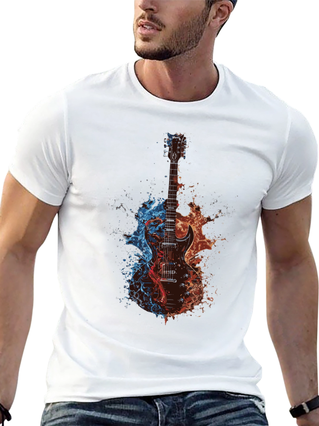 Black Fiery Guitar T-Shirt - Music Lover Tee view 13