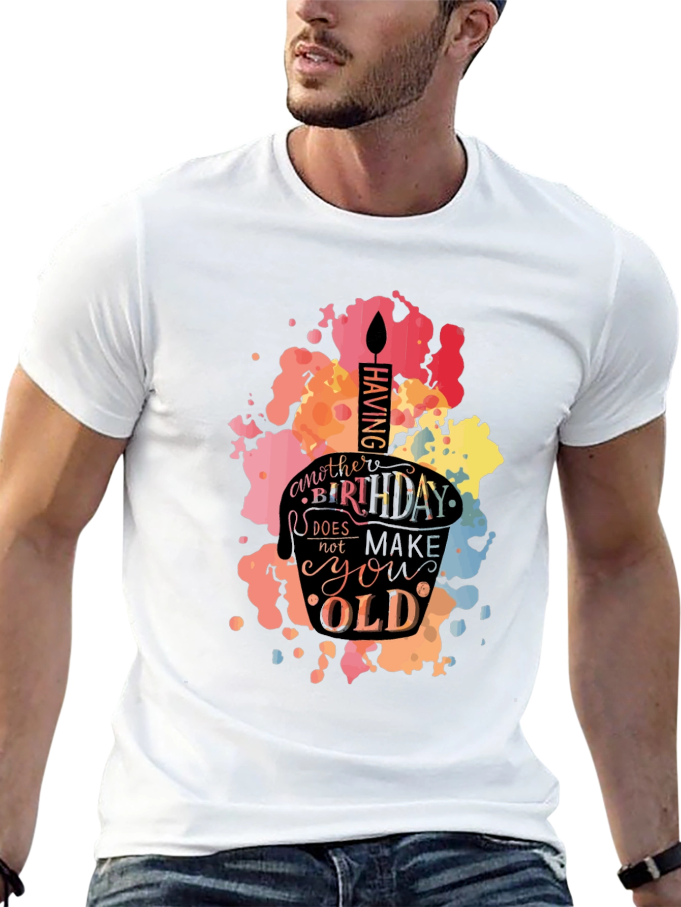 Black Birthday Cake T-Shirt - Unisex Graphic Tee view 13