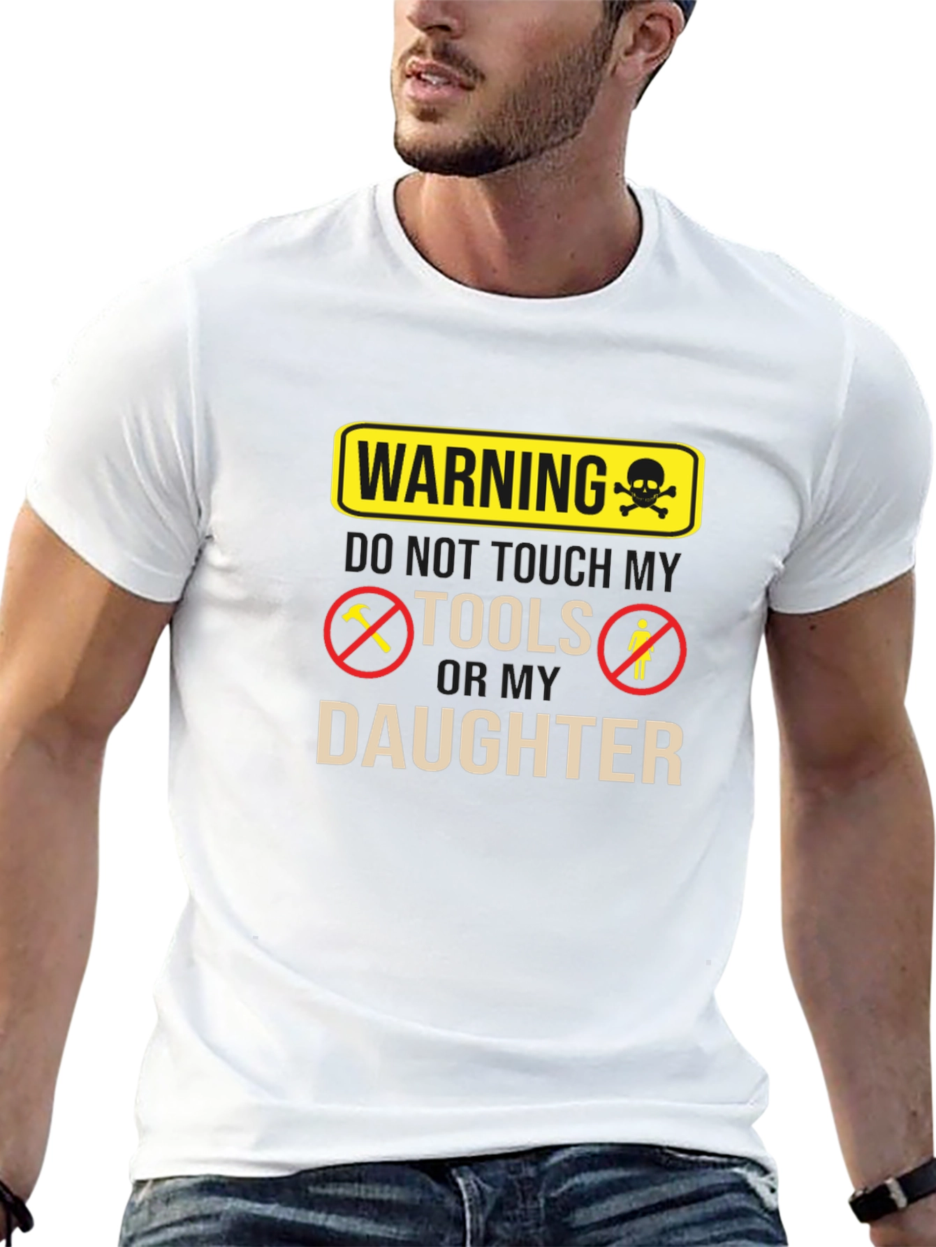 Black Warning Don't Touch My Tools Or My Daughter Funny Graphic Tee view 13