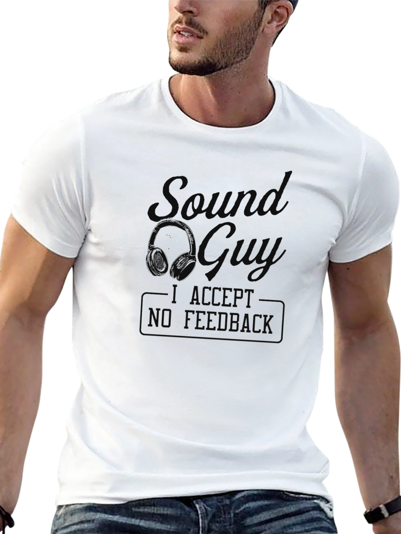 Sound Guy No Feedback Black Graphic Tee - 13