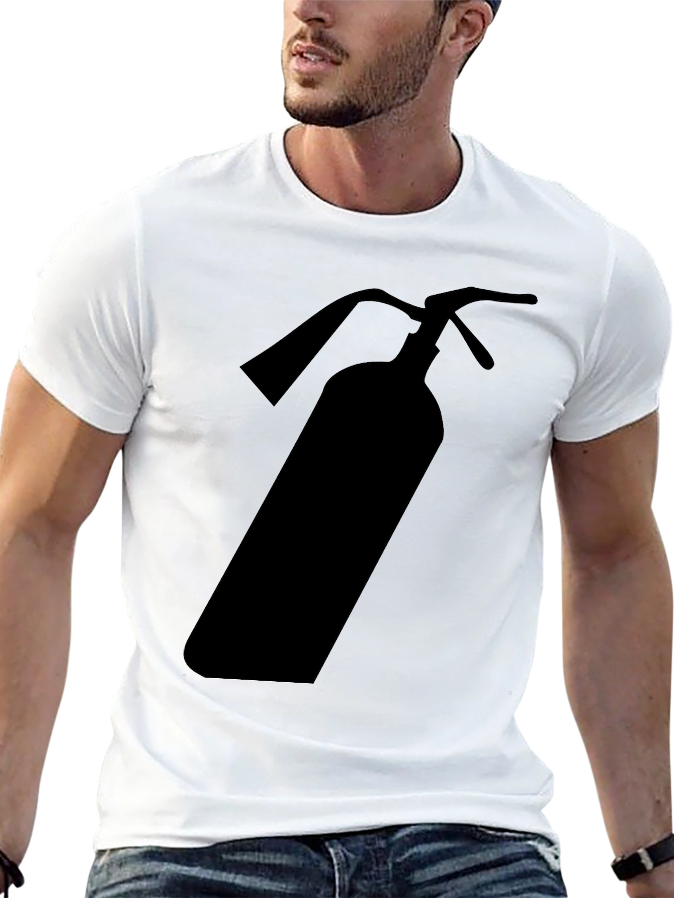 Black Fire Extinguisher Graphic Tee - Black Cotton T-Shirt view 13