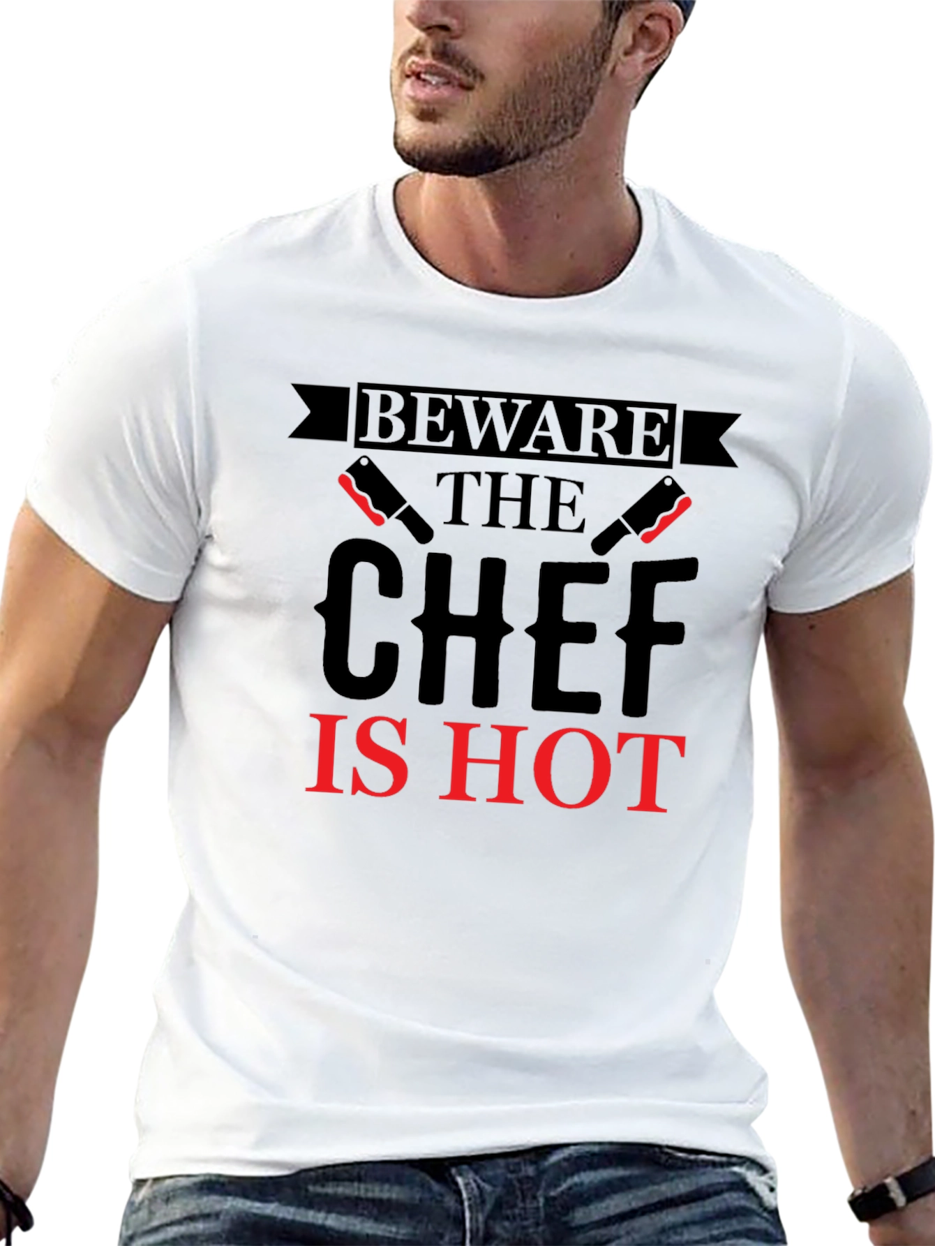 Black Beware The Chef Is Hot T-Shirt - Black view 13