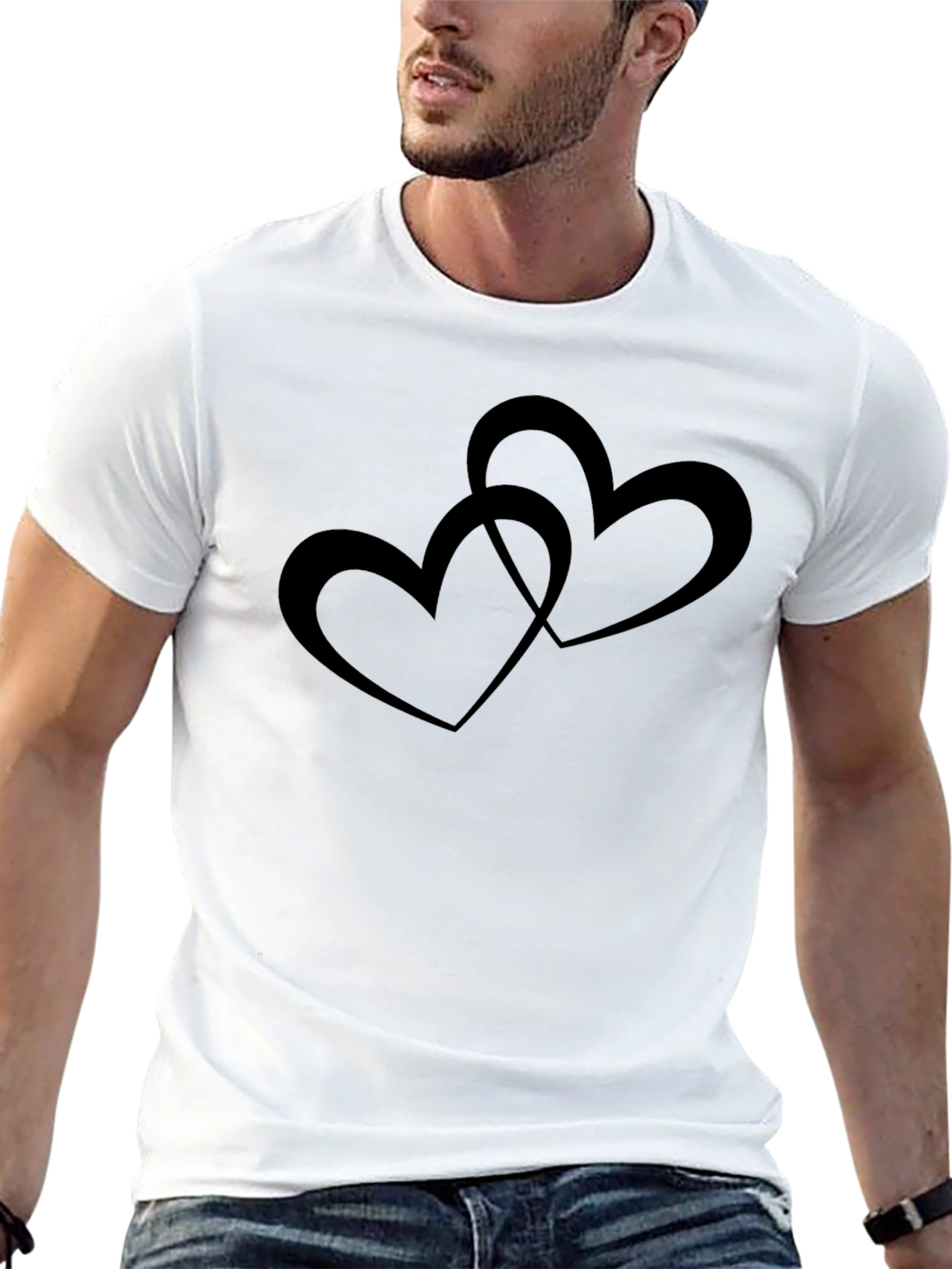 Black Heart Tee - Minimalist Black Cotton Blend T-Shirt view 13
