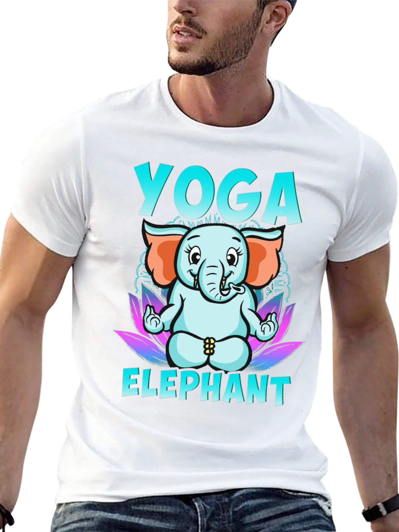 Black Yoga Elephant Graphic Tee - Black view 13