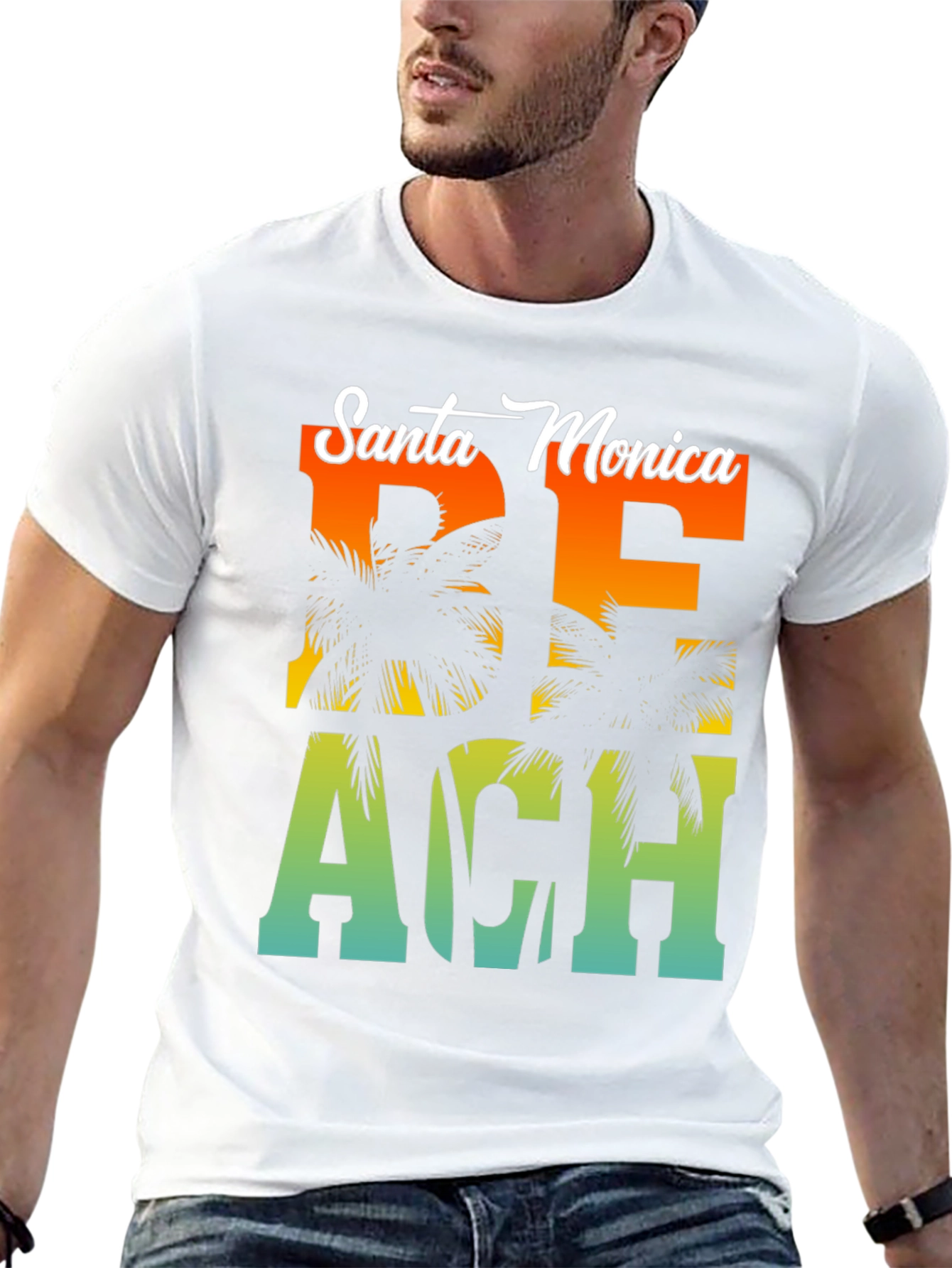 Black Santa Monica Beach Palm Graphic Tee view 13