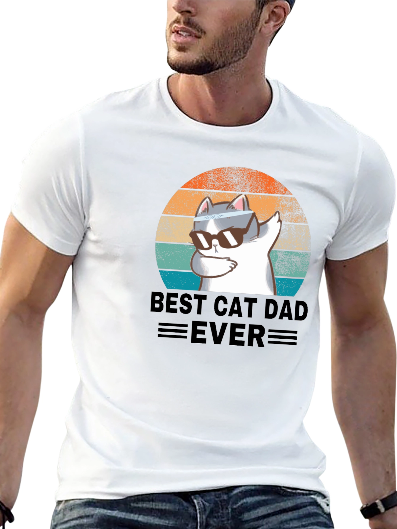 Black Best Cat Dad Ever T-Shirt view 13