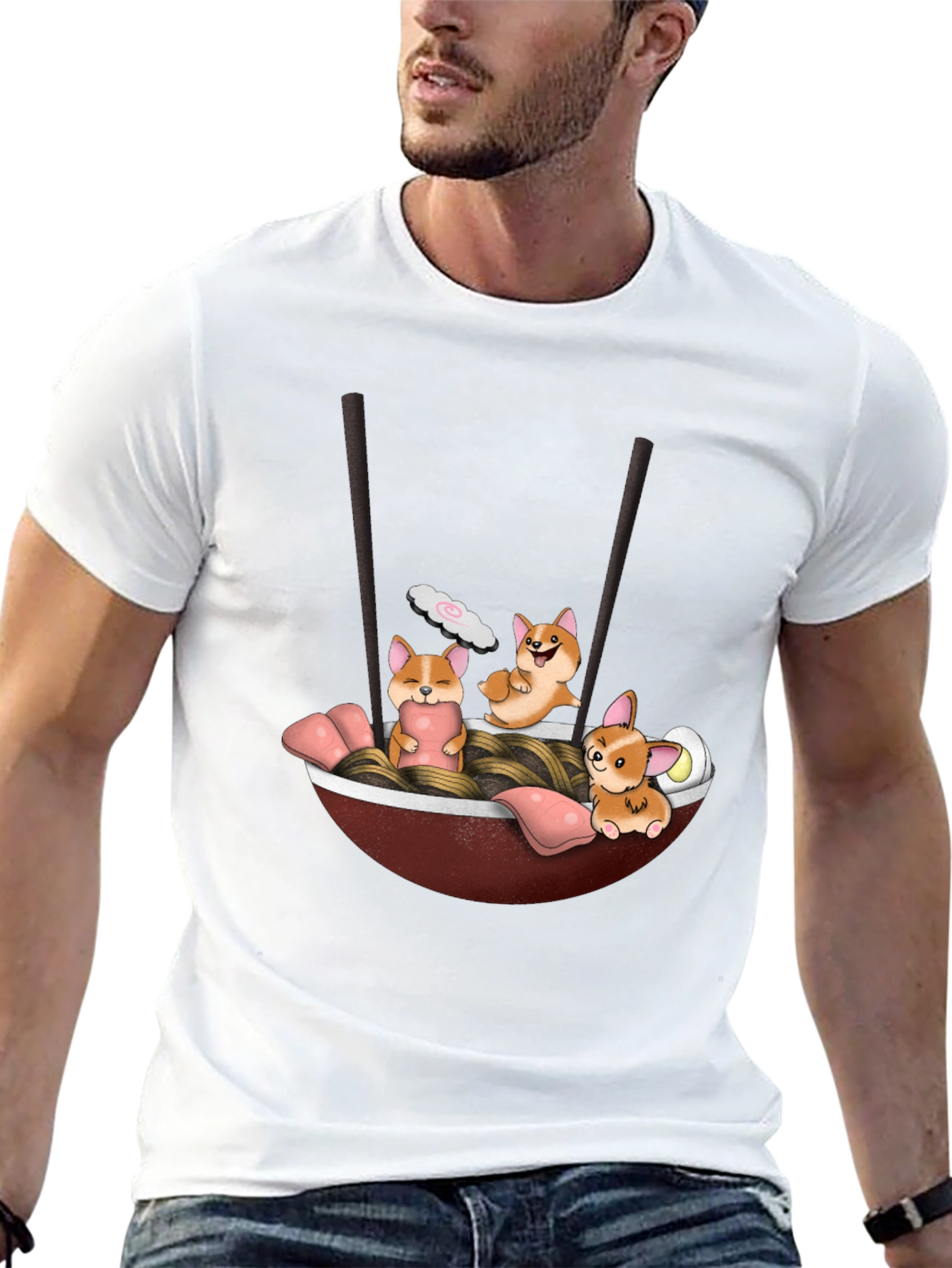 Black Corgi Ramen T-Shirt view 13