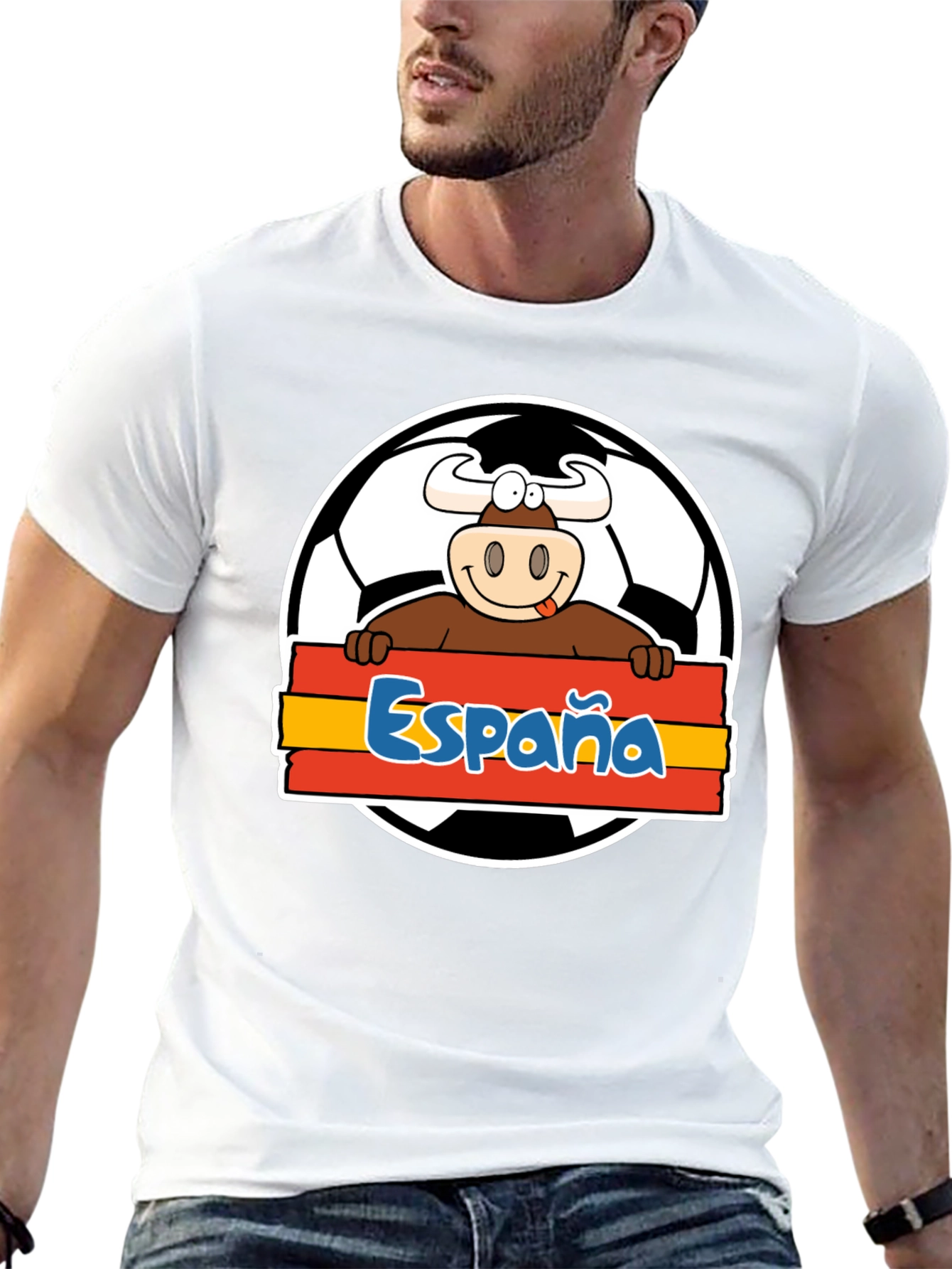 Black Spain Soccer Bull T-Shirt - Viva España Football Tee! view 13