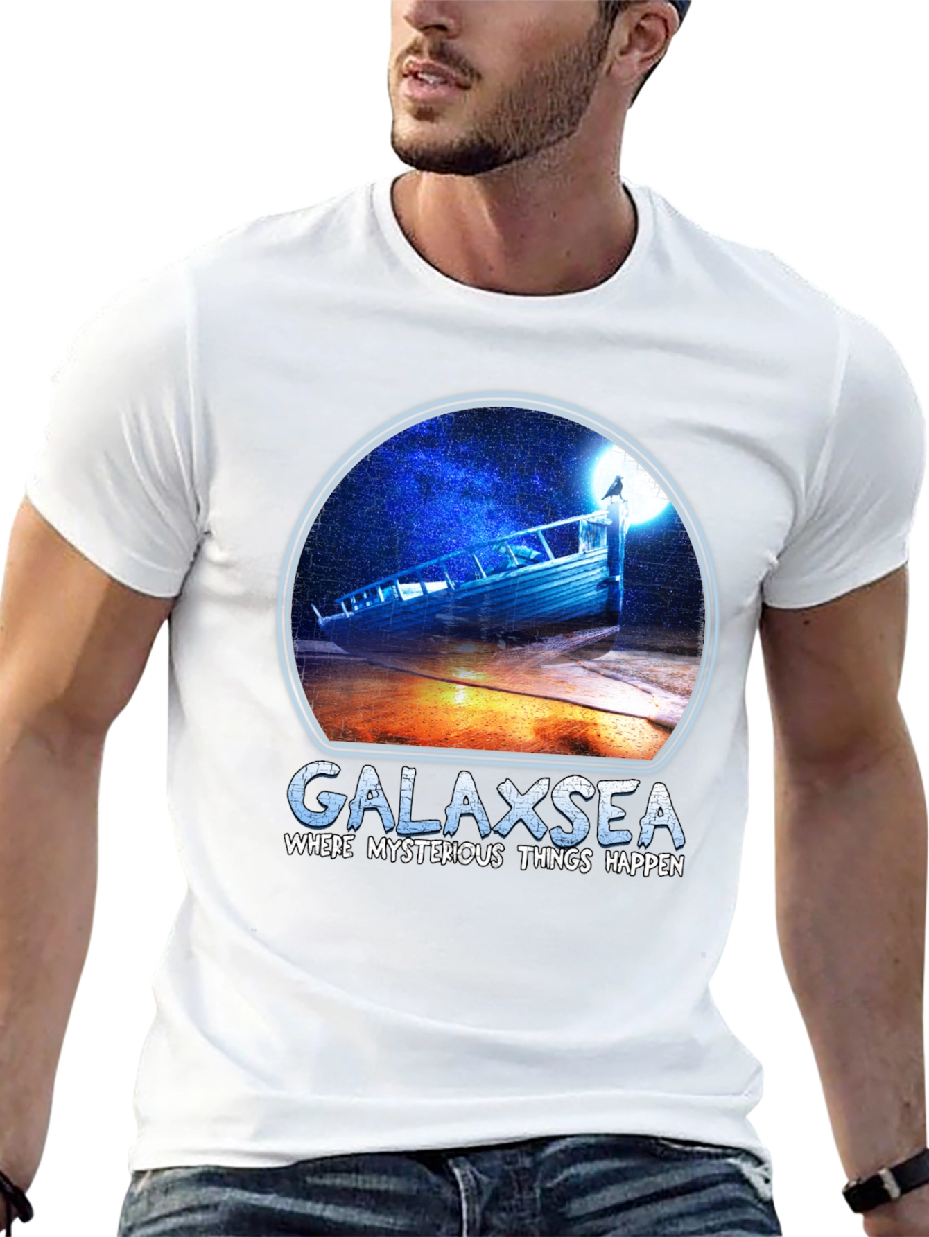 Black Galaxsea Graphic T-Shirt - Mysterious Design view 13