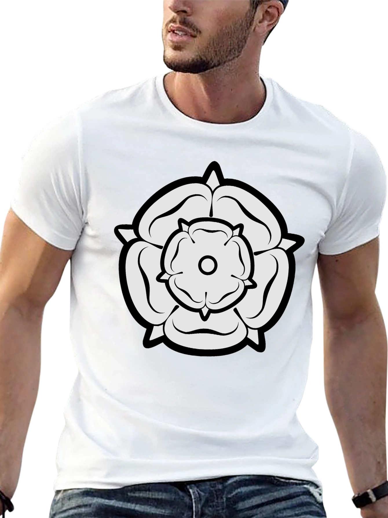 Black White Rose Graphic Black Tee view 13