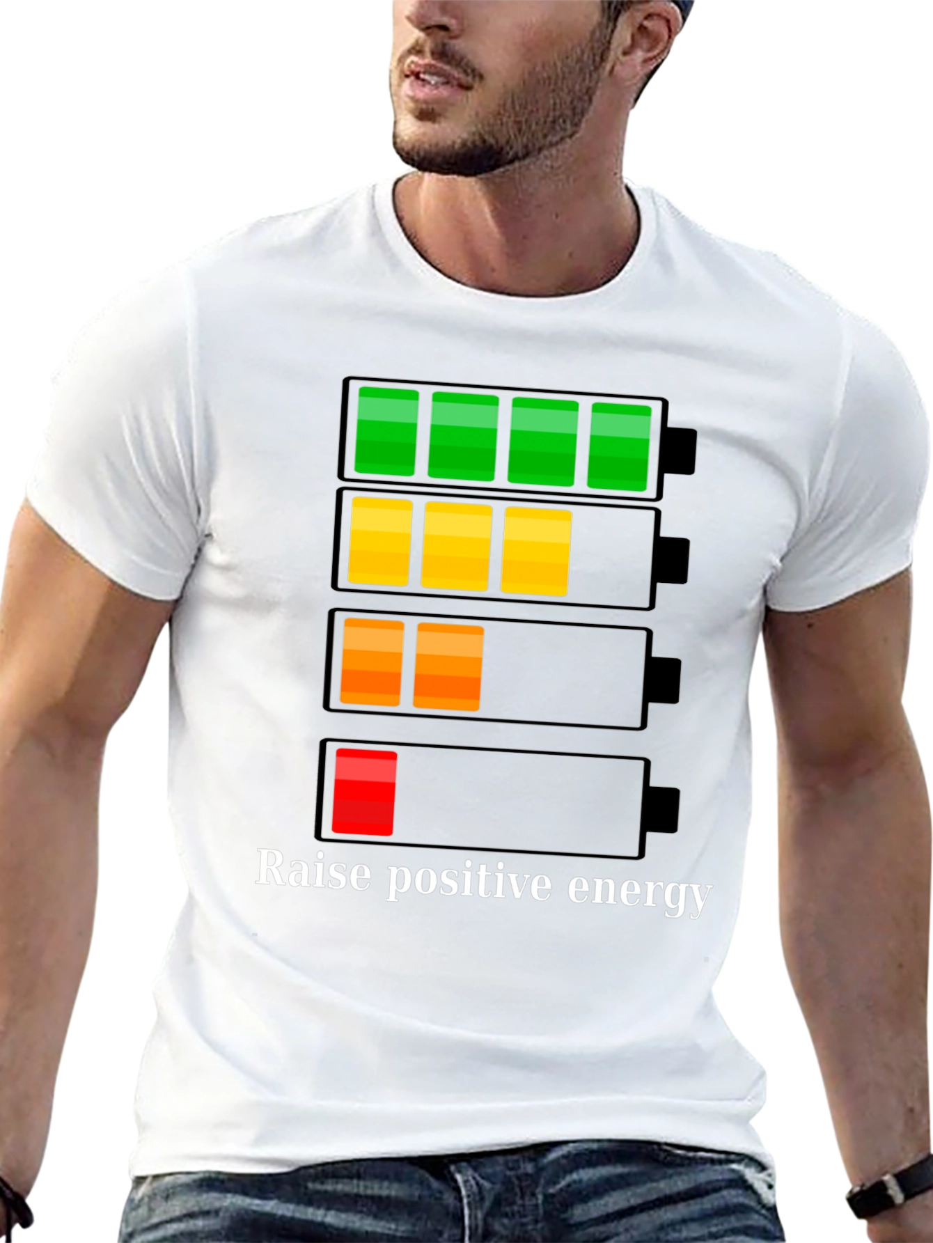 Black Raise Positive Energy T-Shirt - Battery Level Graphic view 13