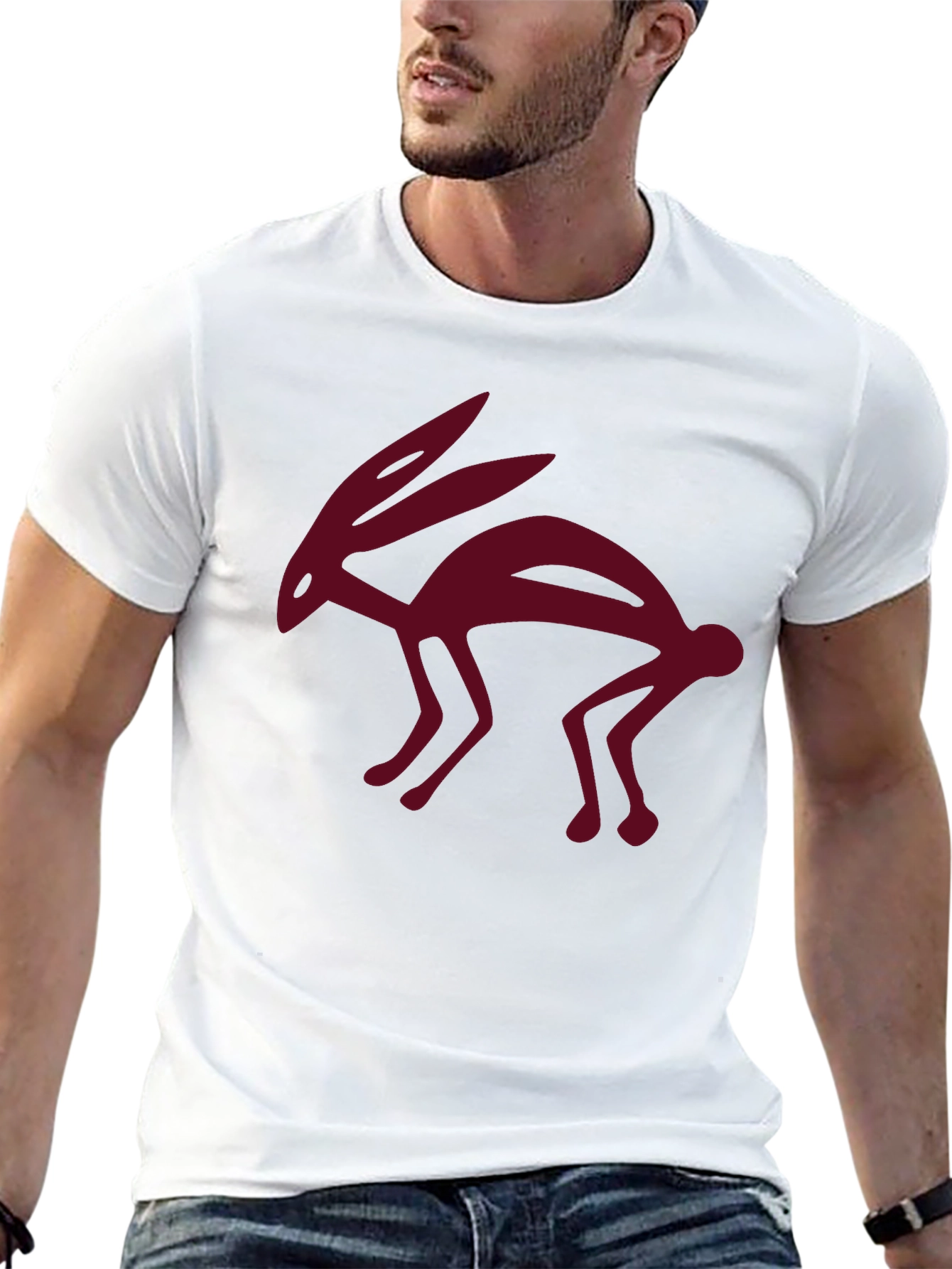 Black Unique Hare Design Black T-Shirt view 13