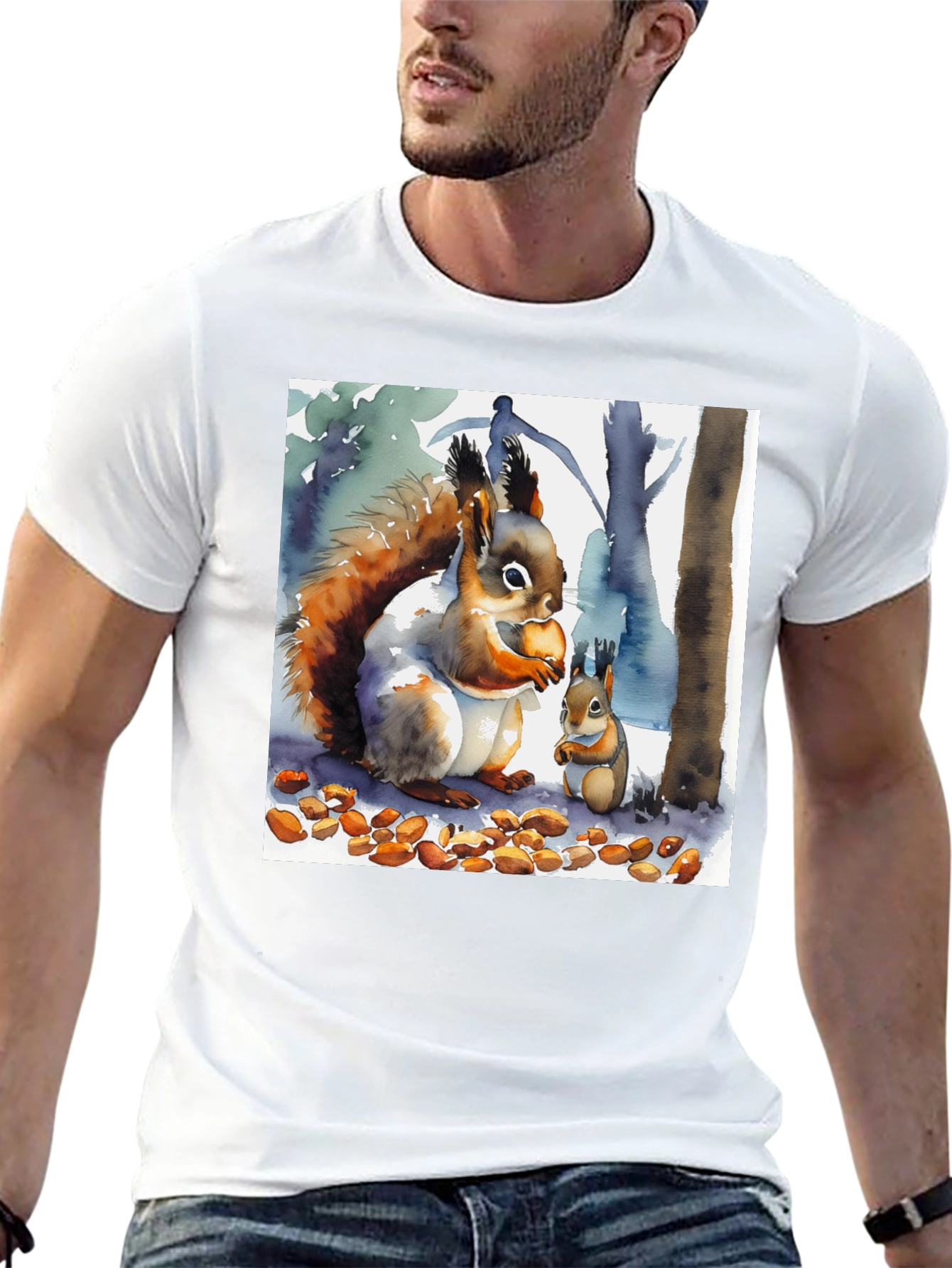 Black Squirrel Watercolor Graphic Tee view 13