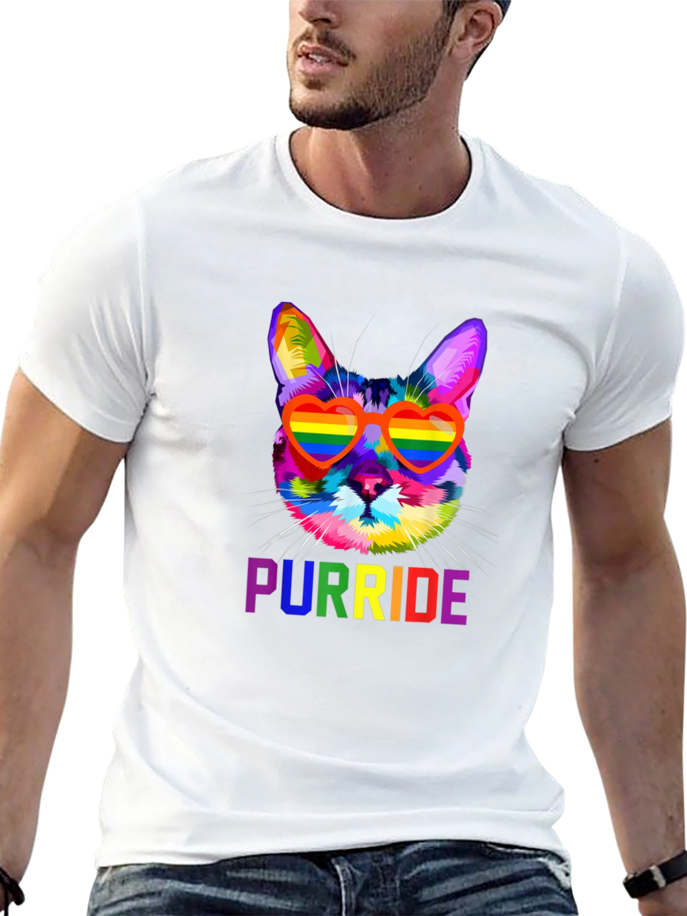 Black Rainbow Purride Cat T-Shirt view 13