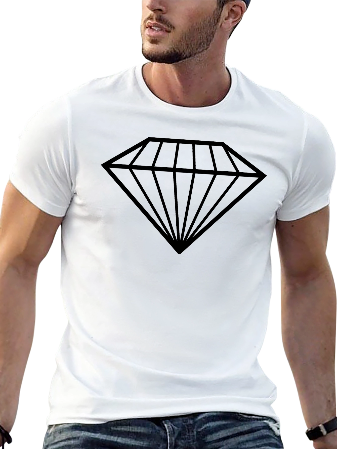 Black Bold Diamond Graphic Tee - Men's Black T-Shirt view 13