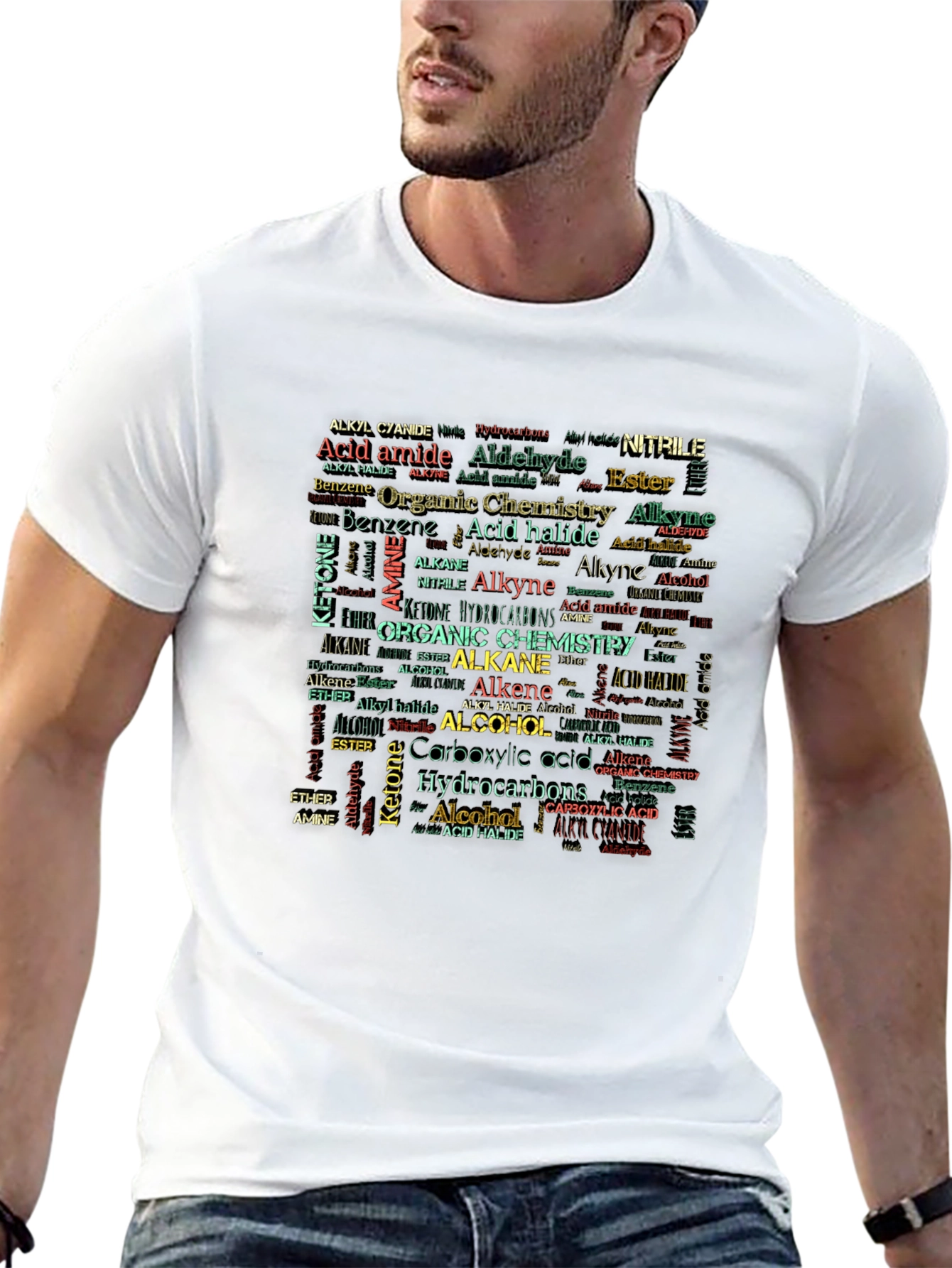 Black Organic Chemistry Word Cloud T-Shirt view 13