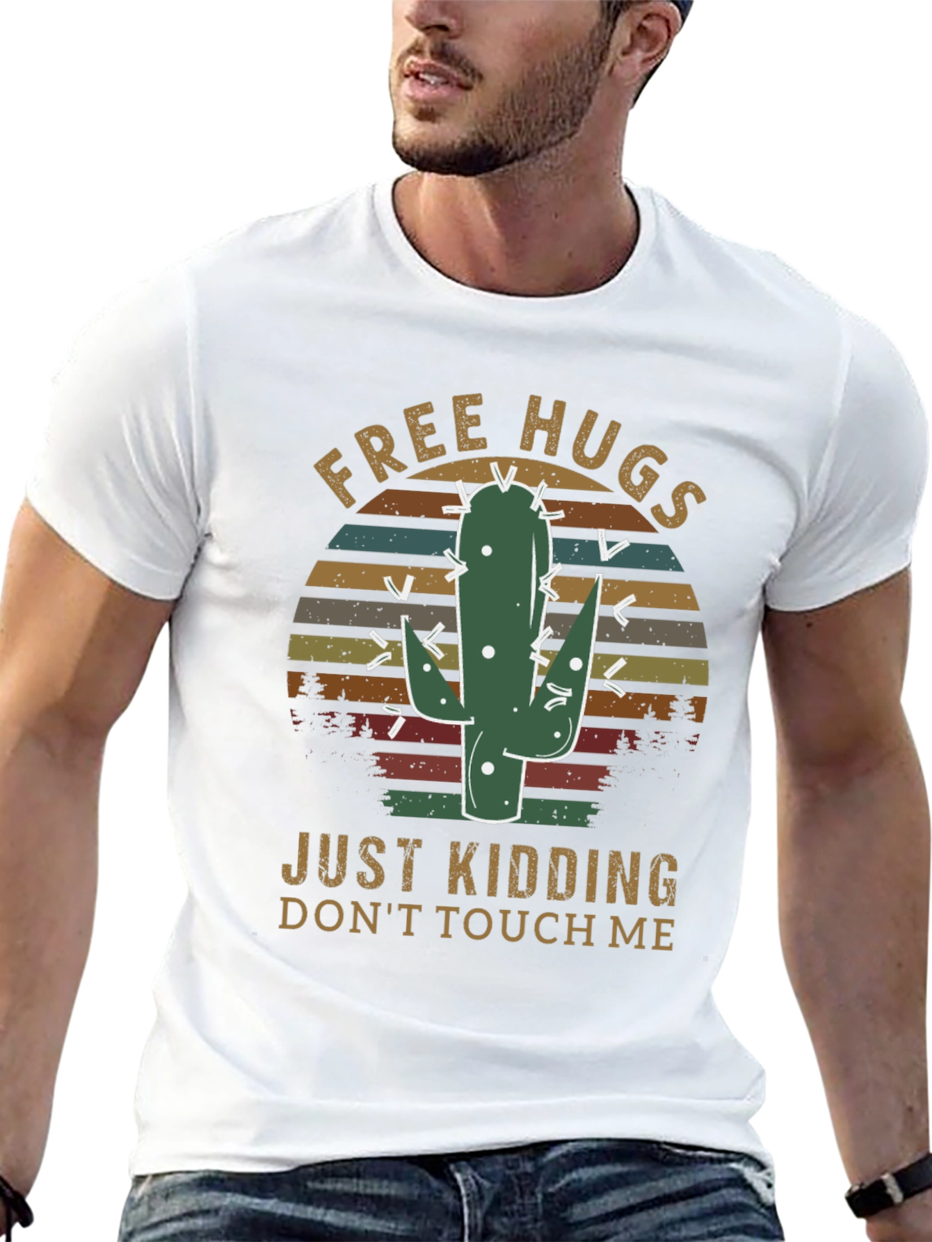 Black Free Hugs Cactus T-Shirt view 13