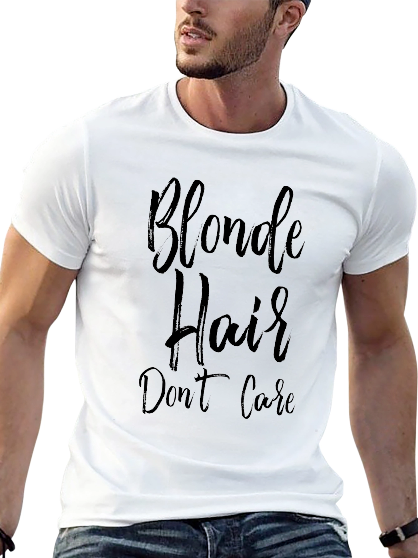 Black Blonde Hair Don't Care Black T-Shirt view 13