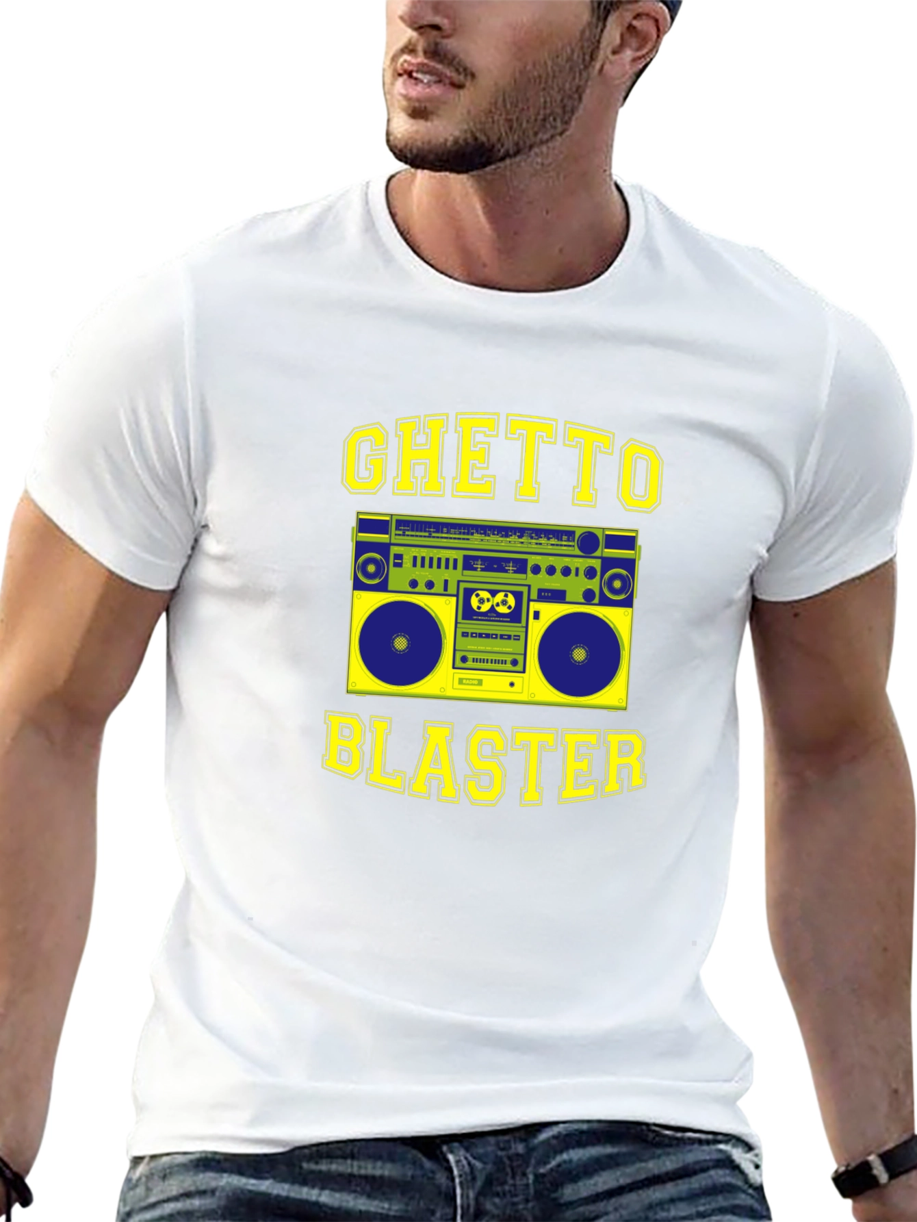 Black Ghetto Blaster Graphic Tee - Retro Boombox Design view 13
