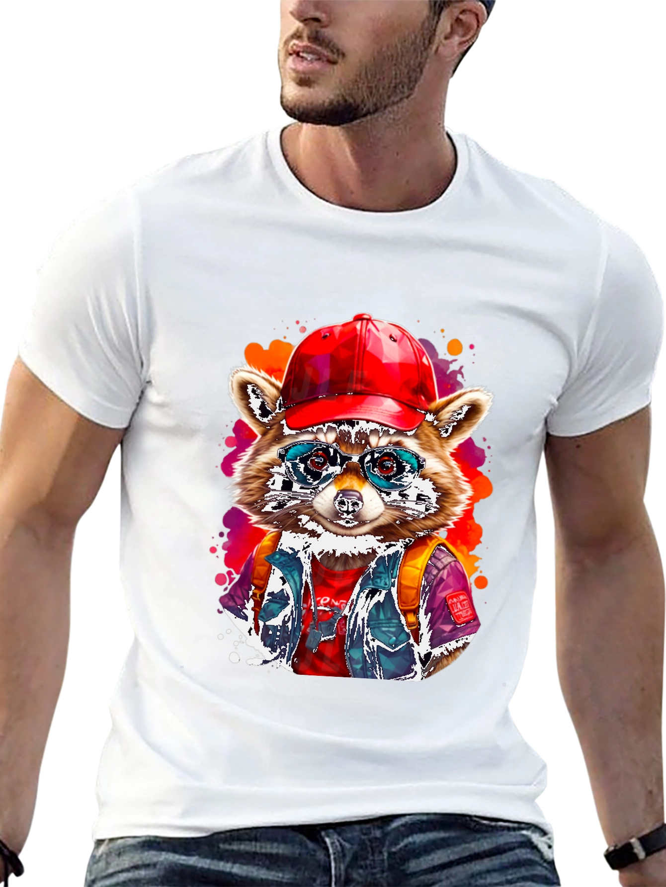 Black Cool Raccoon T-Shirt view 13