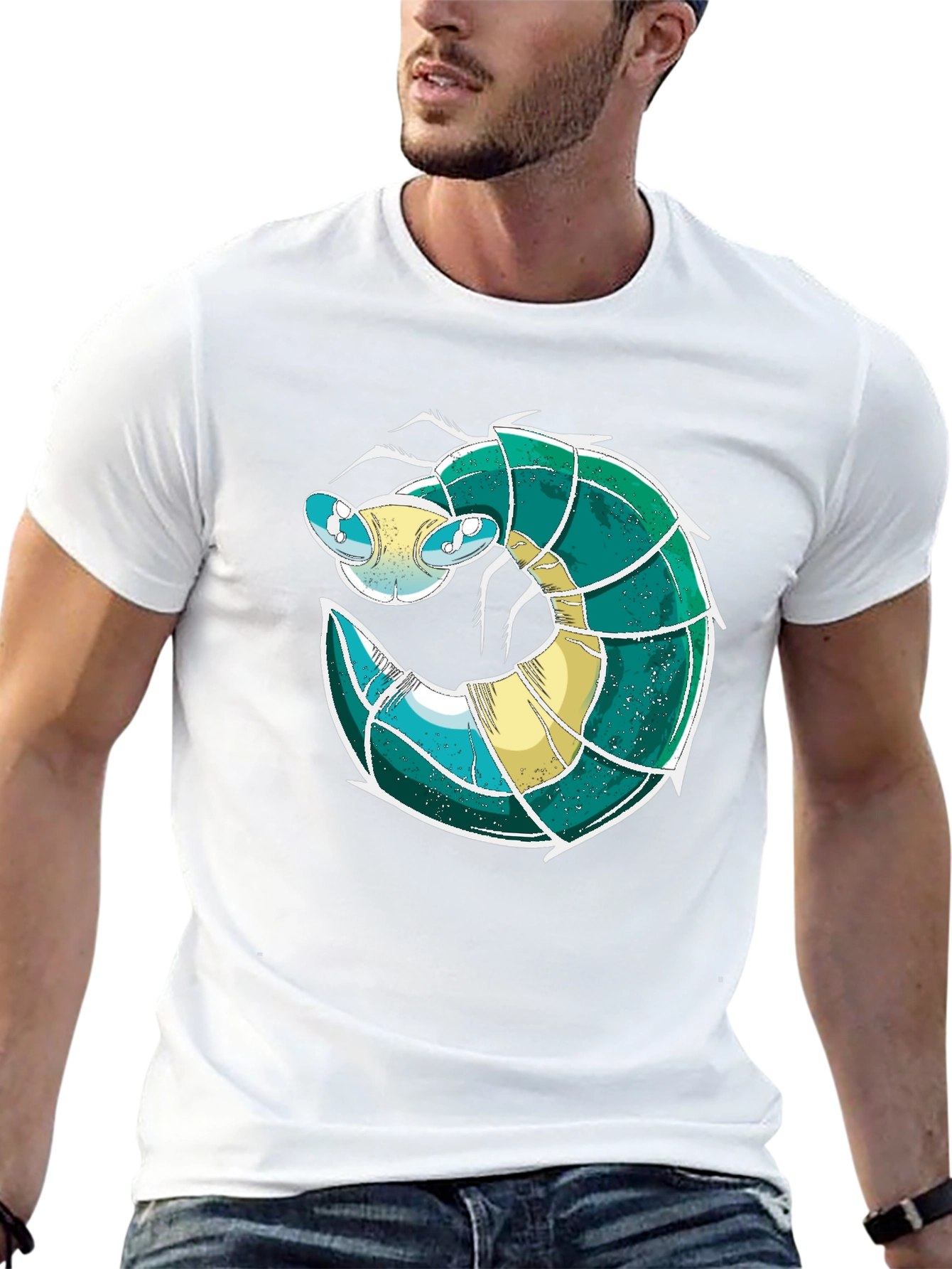 Black Cool Shrimp Design Black T-Shirt view 13