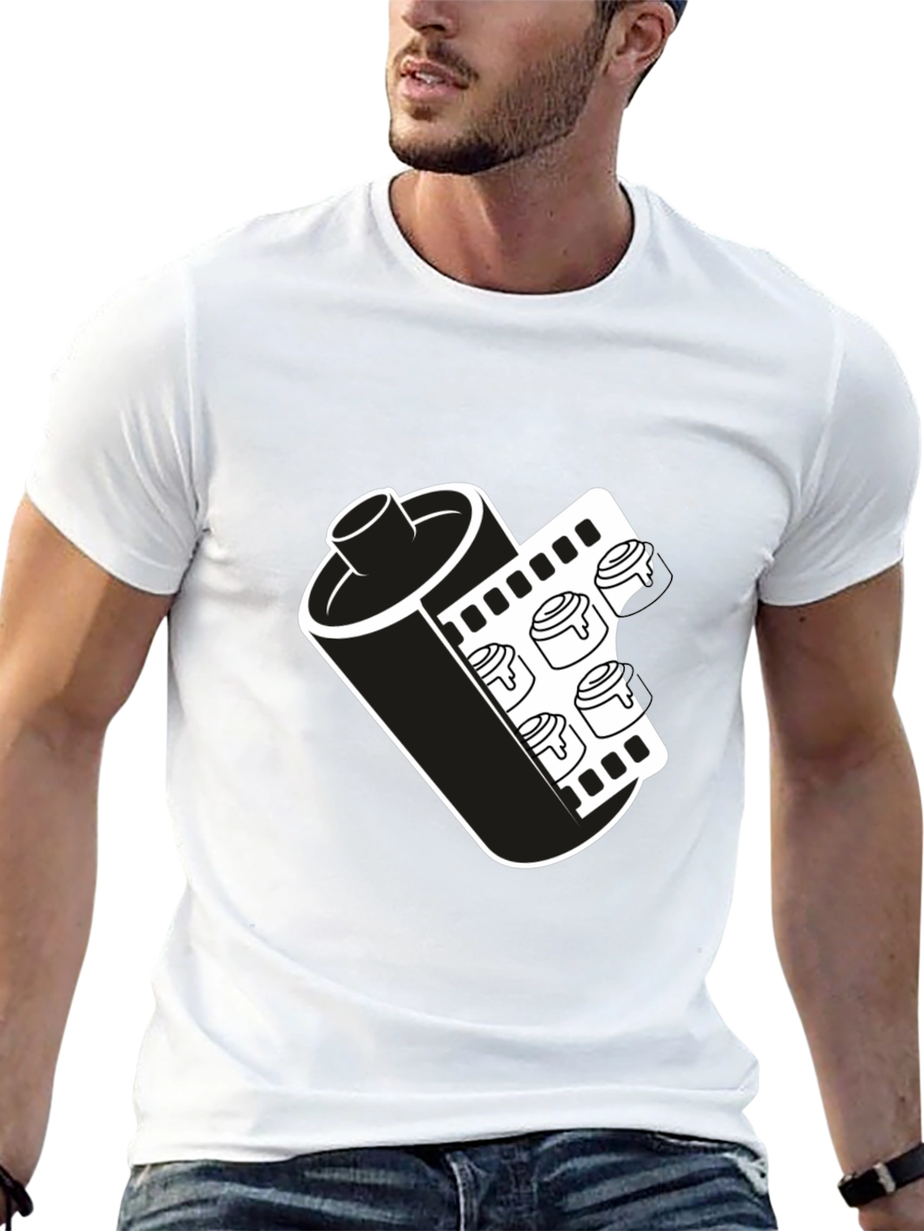 Black Retro Film Roll T-Shirt - Classic Photography Tee view 13