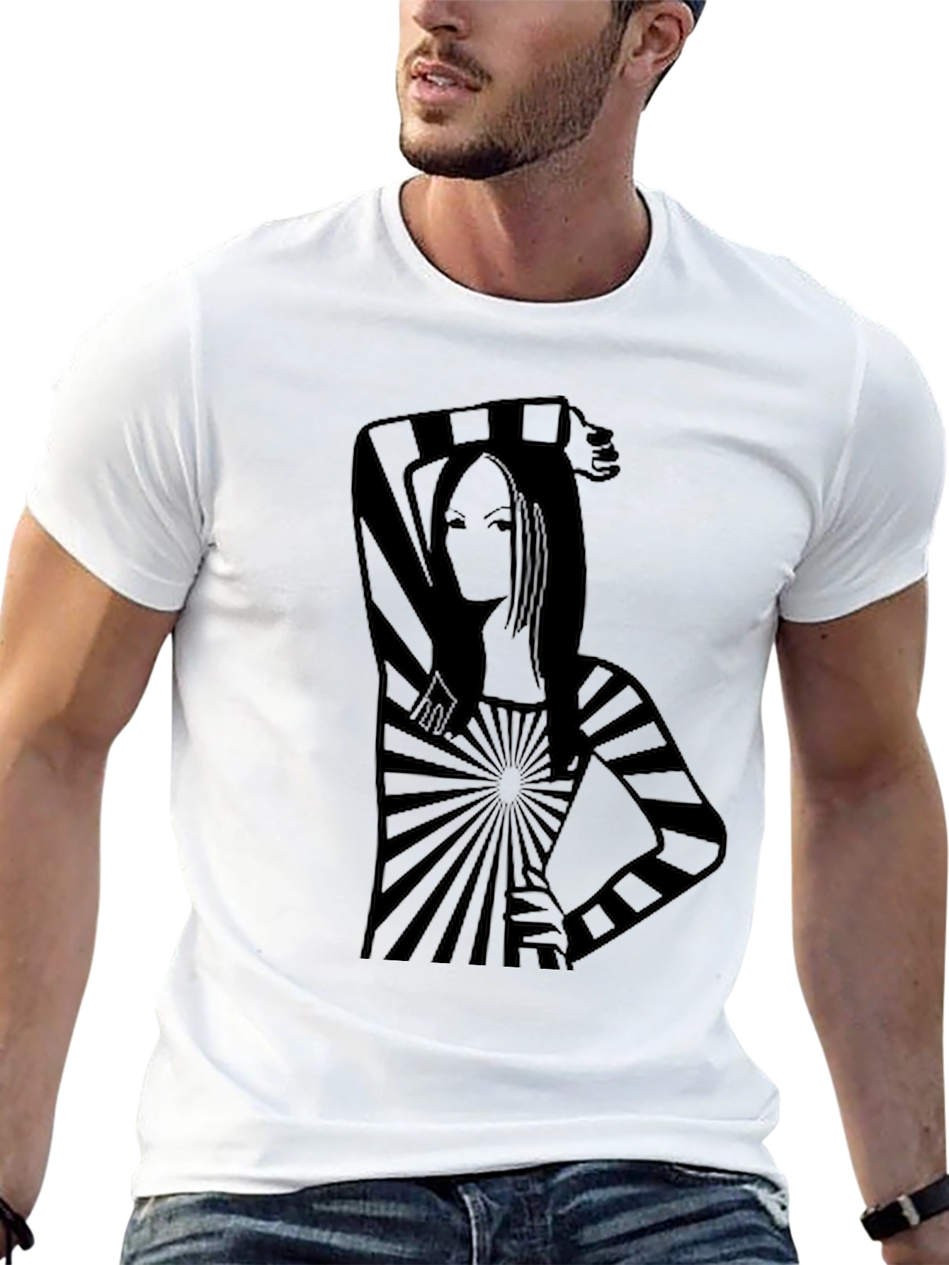 Black Stripped Design T-Shirt view 13