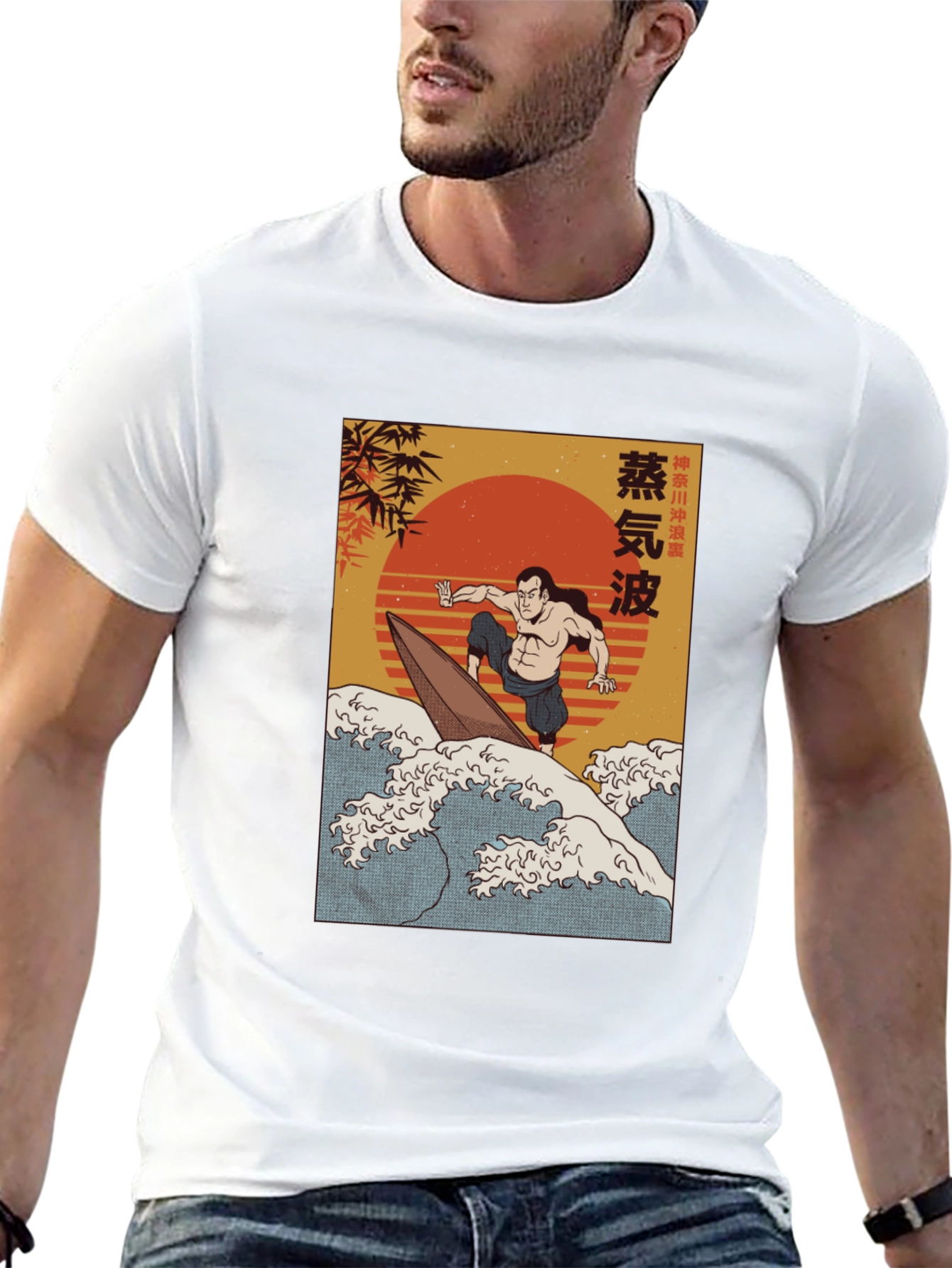 Black Surfer Graphic Tee - Retro Japanese Style view 13