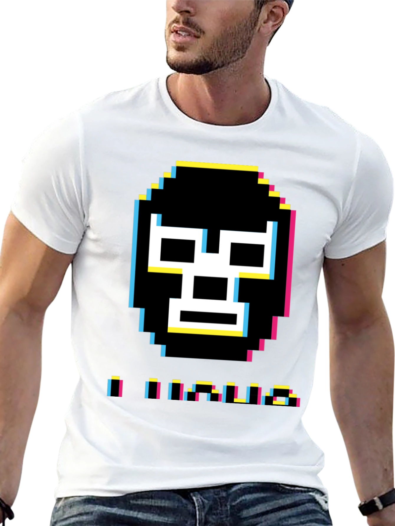 Black Pixel Luchador Mask T-Shirt view 13