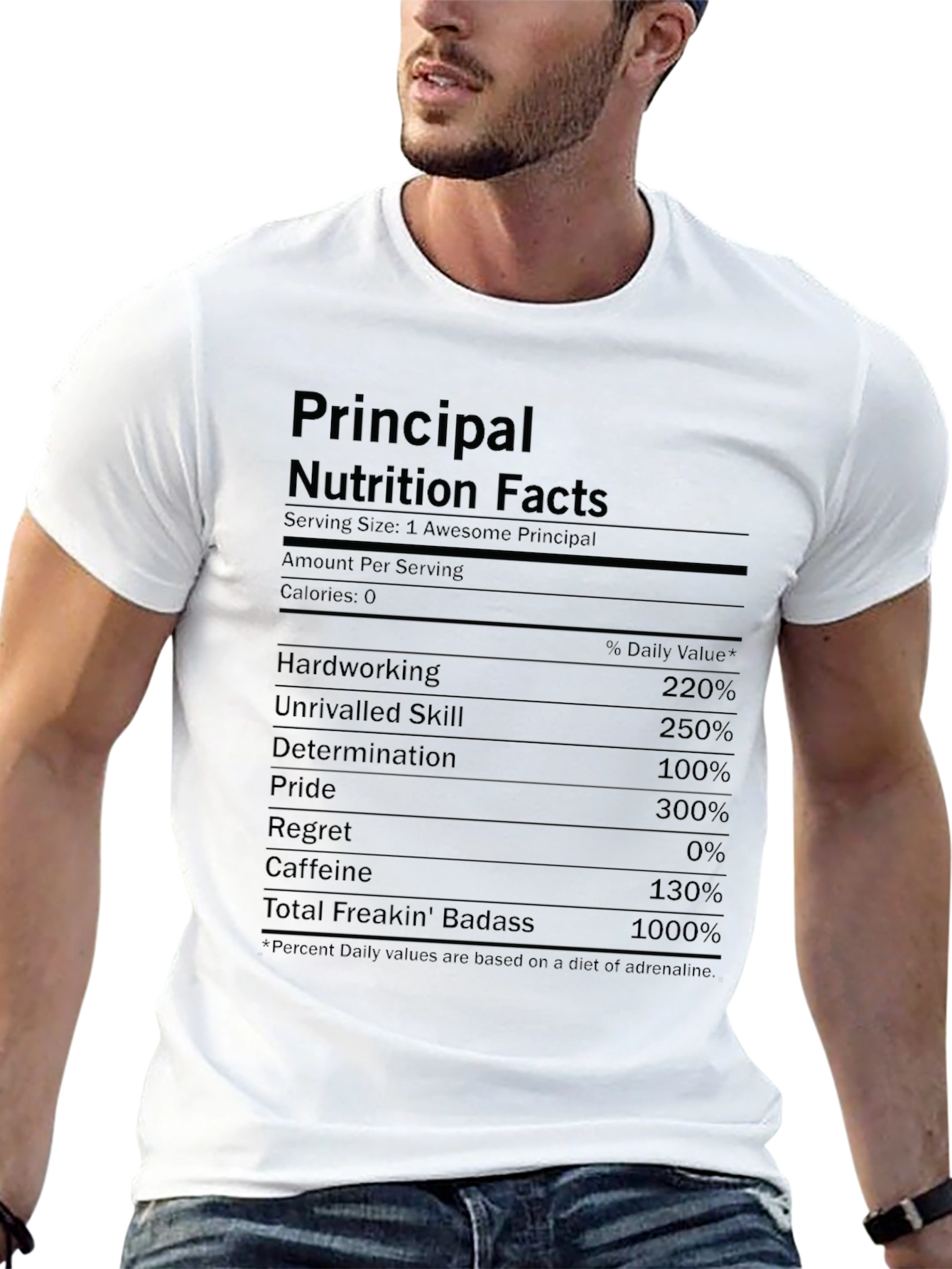 Black Principal Nutrition Facts Funny T-Shirt view 13