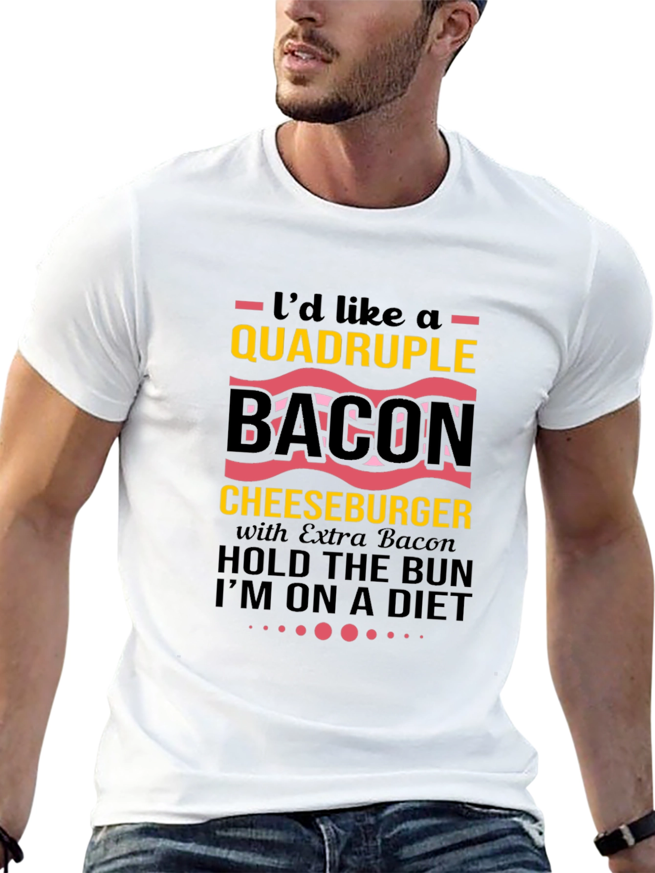 Black Quadruple Bacon Cheeseburger T-Shirt view 13