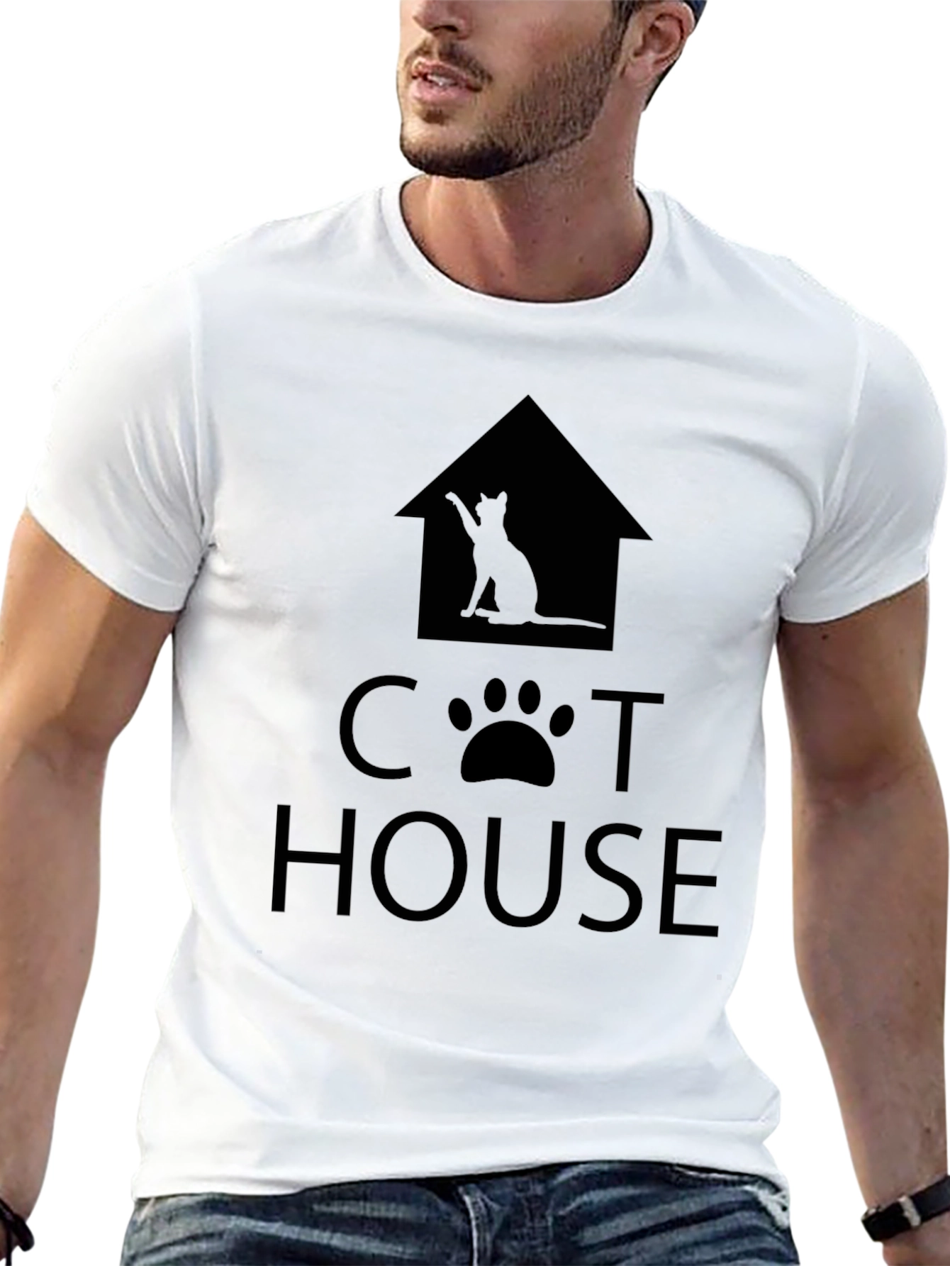 Black Cat House Graphic Print Tee - Unisex view 13