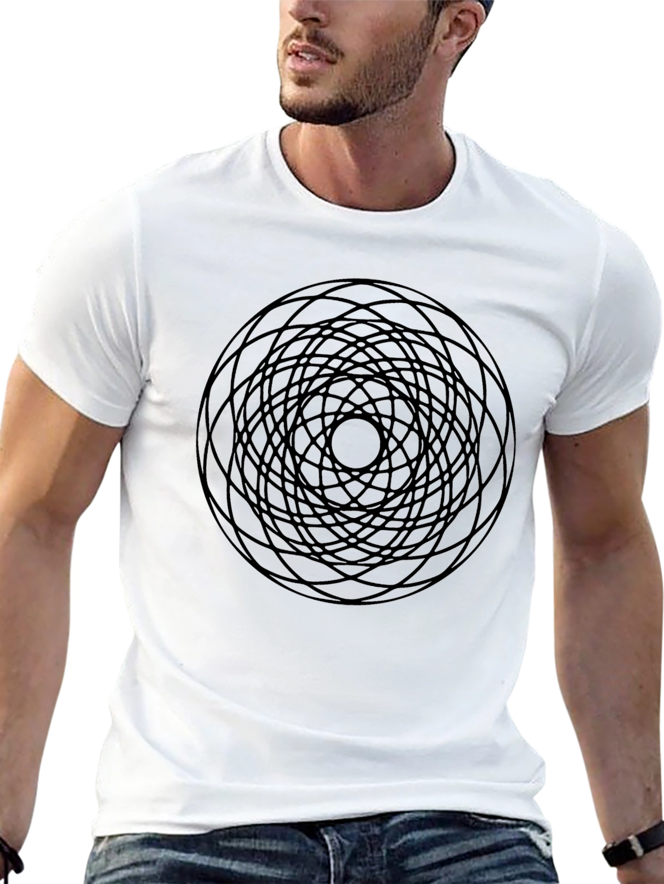 Geometric Circle Graphic Black T-Shirt - 13
