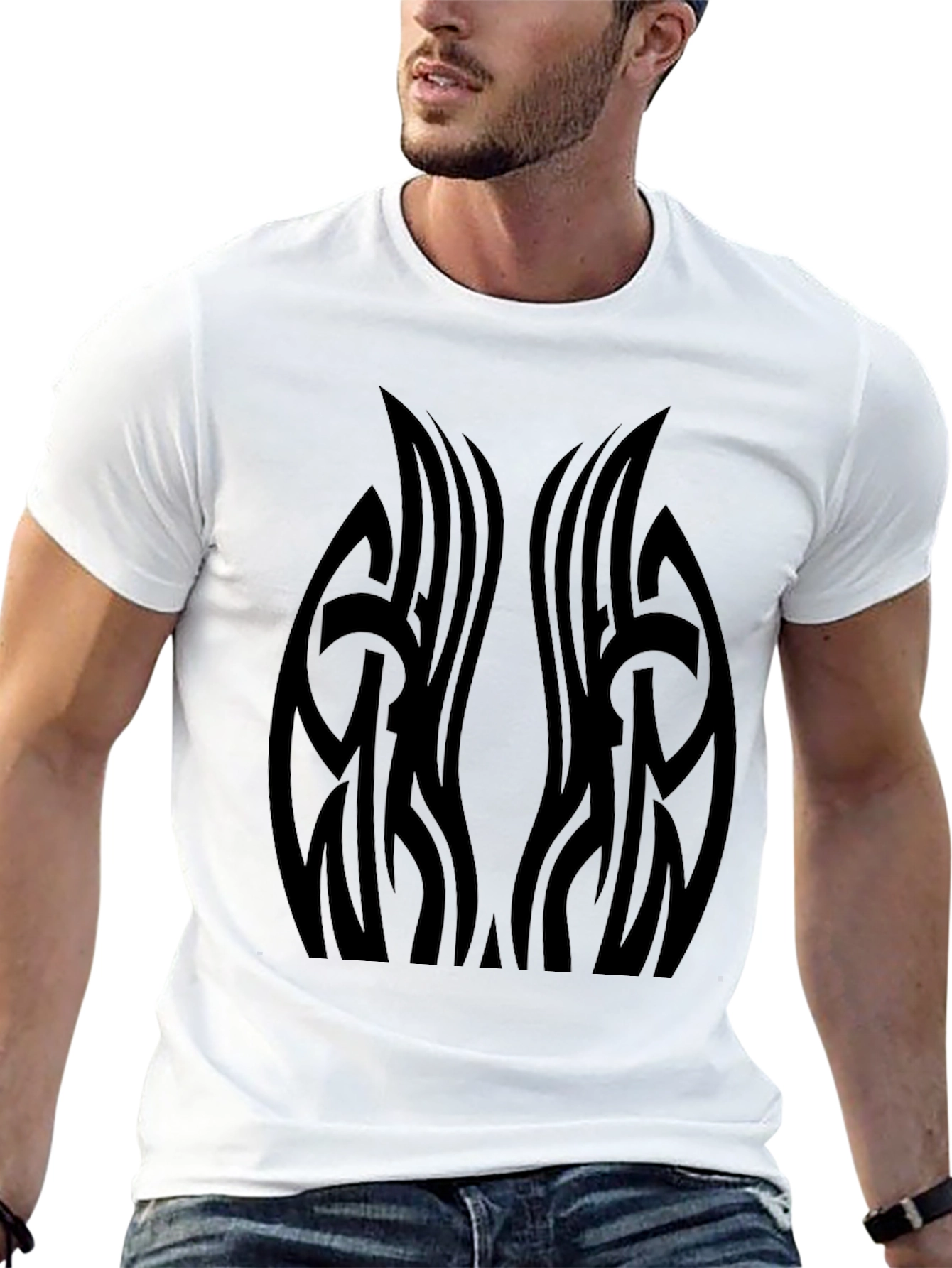 Black Tribal Tattoo Graphic Black T-Shirt view 13