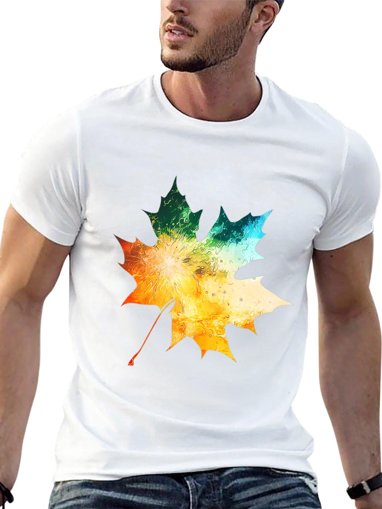 Black Maple Leaf Graphic Tee - Autumn Colors view 13