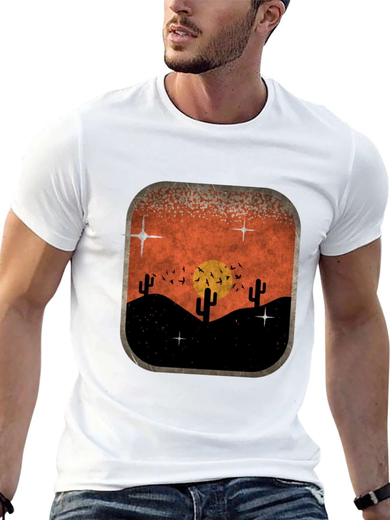 Black Retro Desert Sunset Graphic Tee - Classic Black view 13